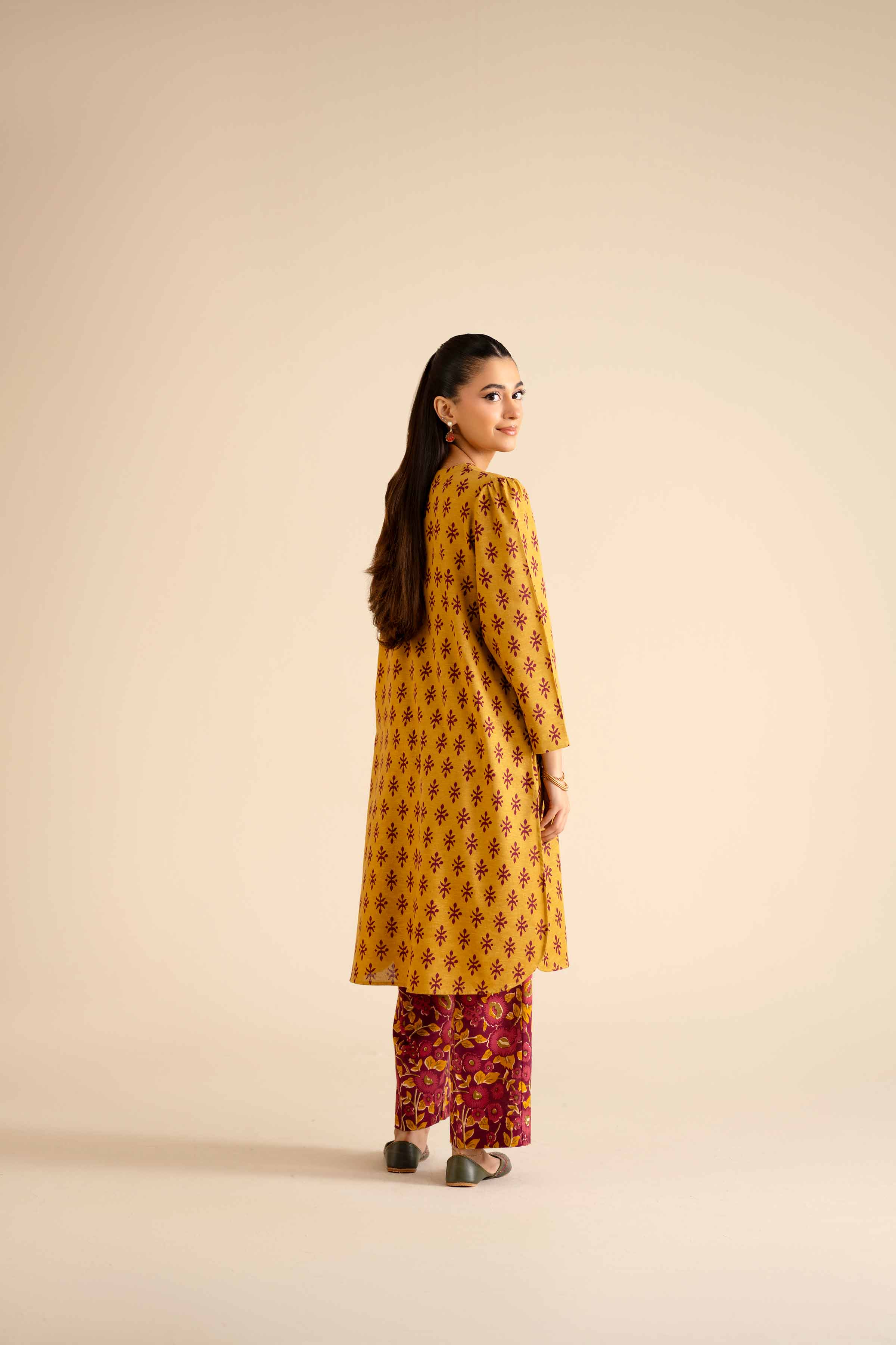 NISHATUAE - Mustard Printed Karandi 2-piece Ready to wear Dress