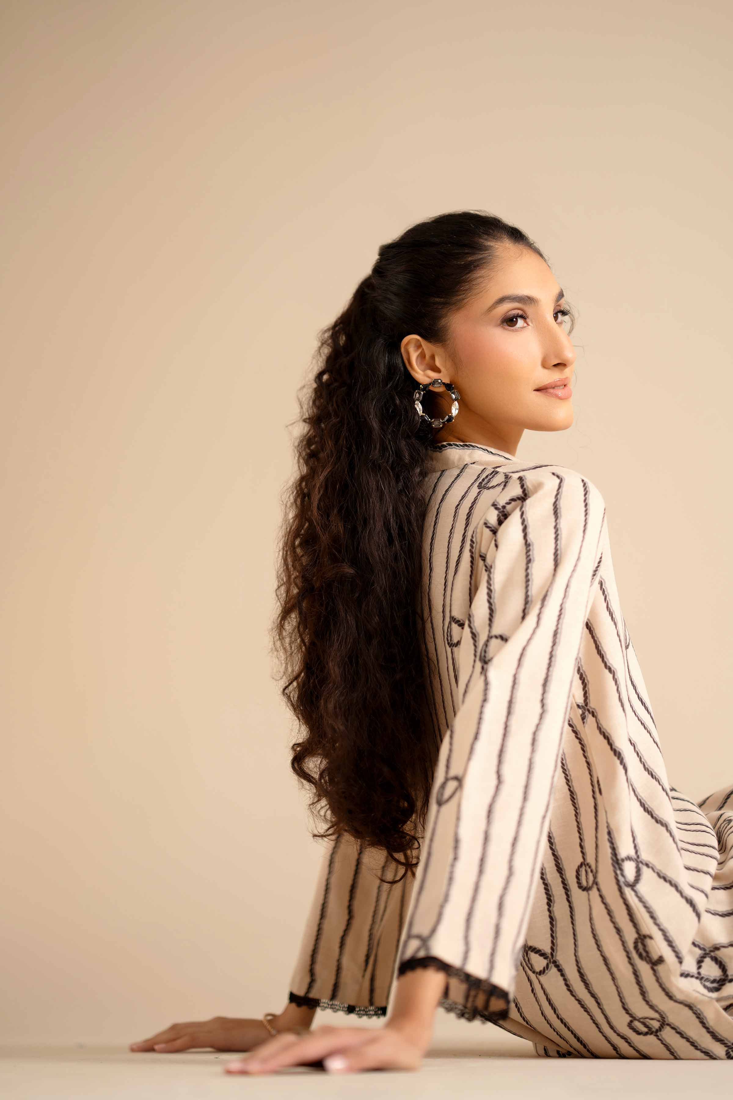 NISHATUAE - Off White Printed Karandi 2-piece Ready to wear Dress