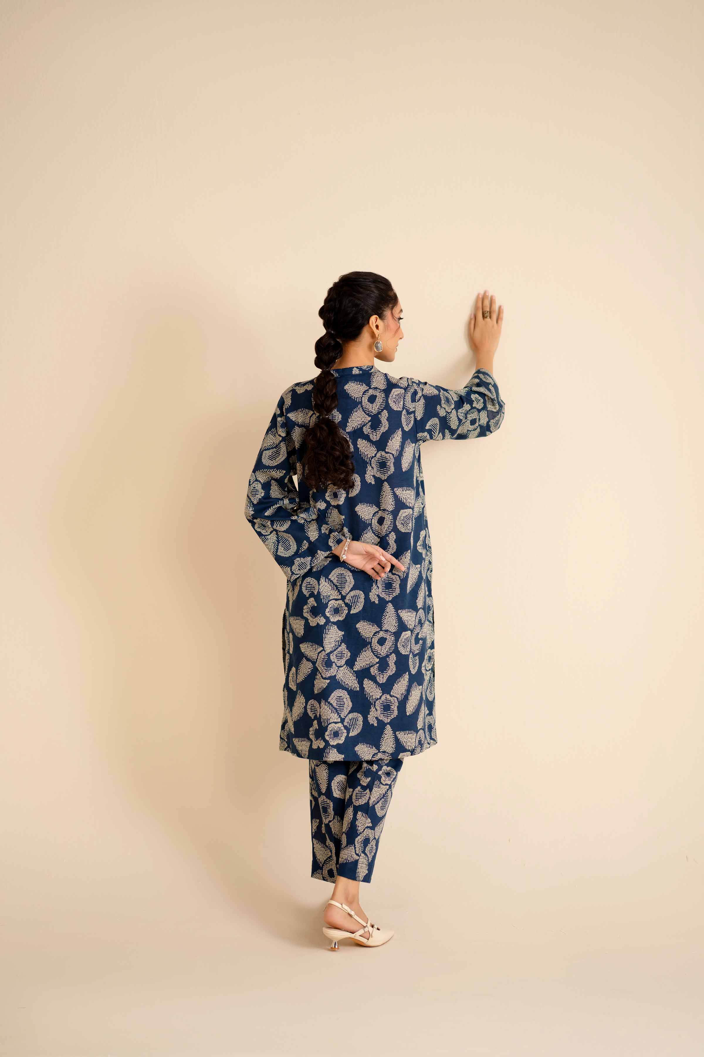 NISHATUAE - Blue Printed Karandi 2-piece Ready to wear Dress