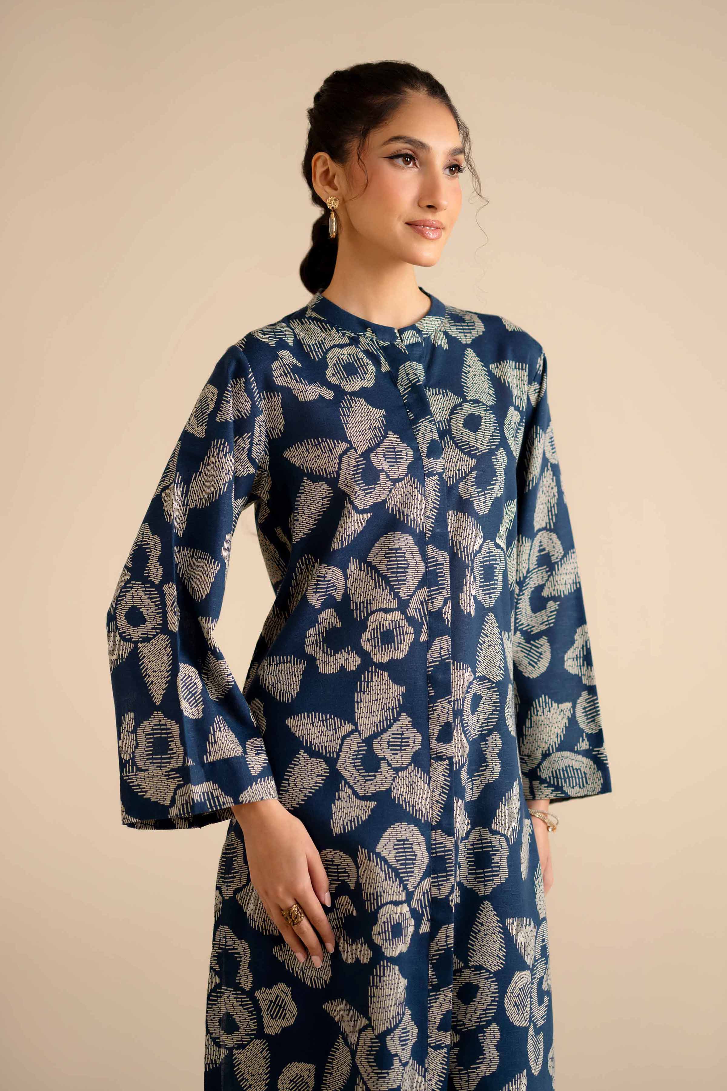 NISHATUAE - Blue Printed Karandi 2-piece Ready to wear Dress