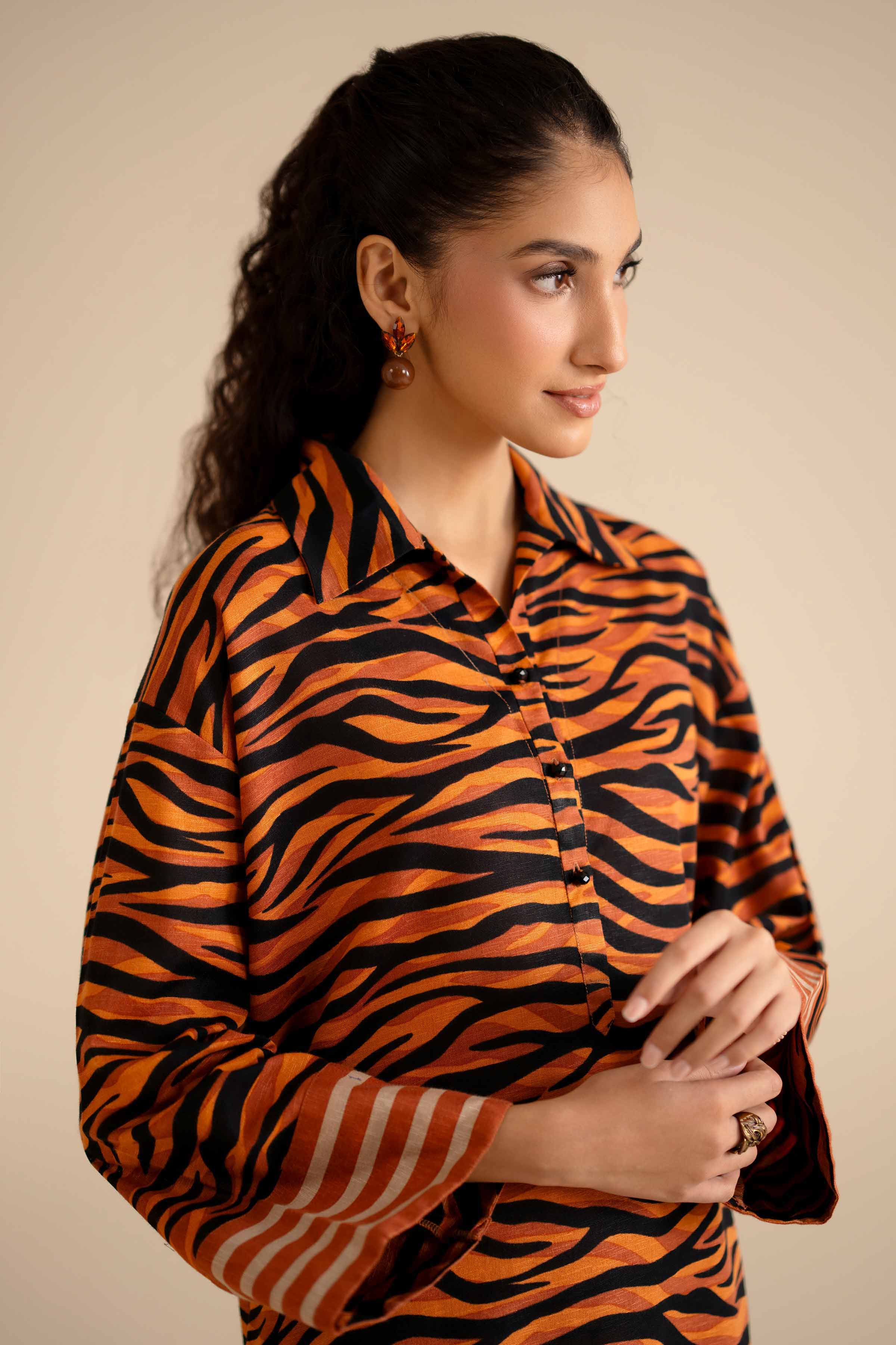 NISHATUAE - Orange Printed Cambric 2-piece Ready to wear Dress