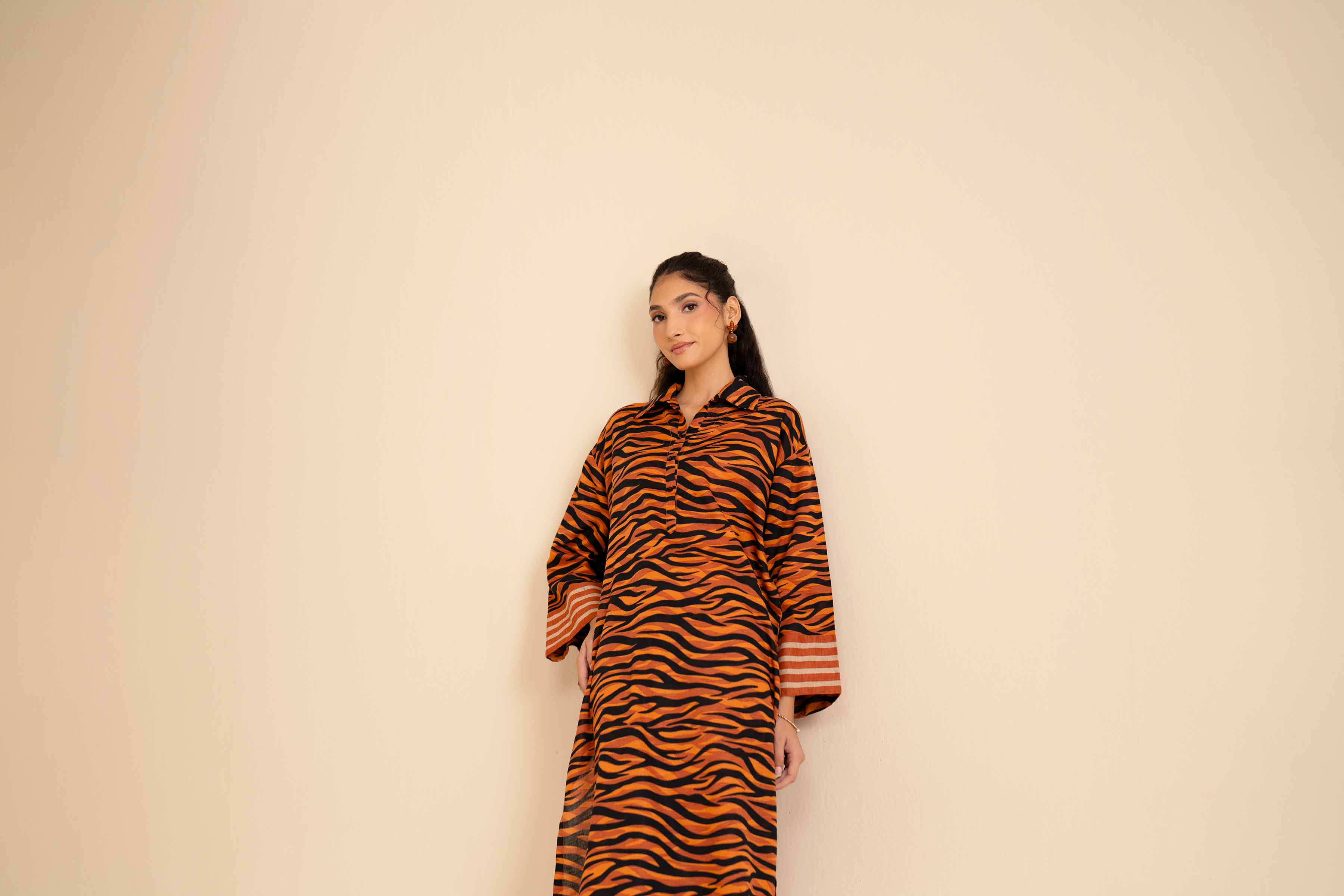 NISHATUAE - Orange Printed Cambric 2-piece Ready to wear Dress