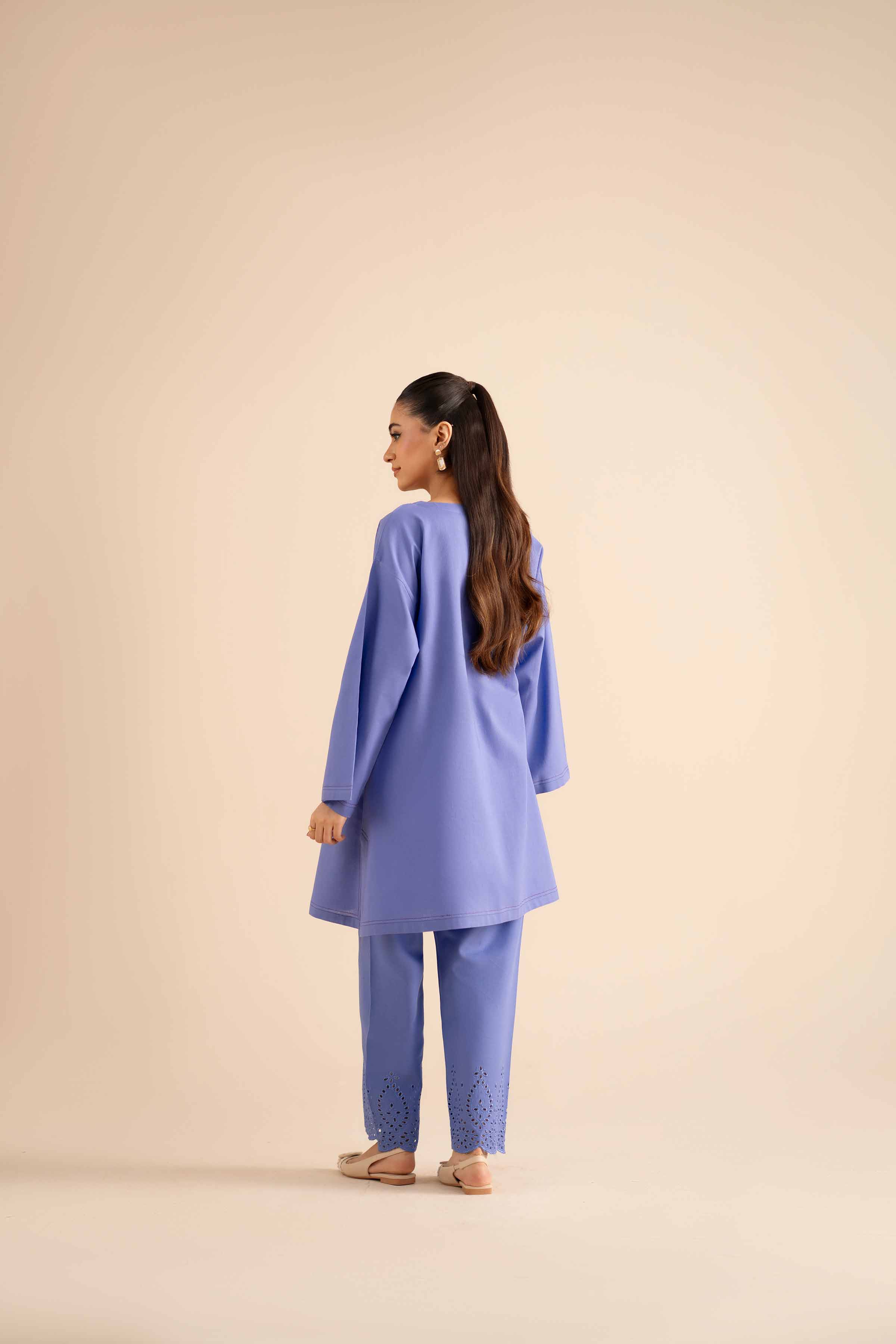 NISHATUAE - Purple Embroidered Cotton 2-piece Ready to wear Dress