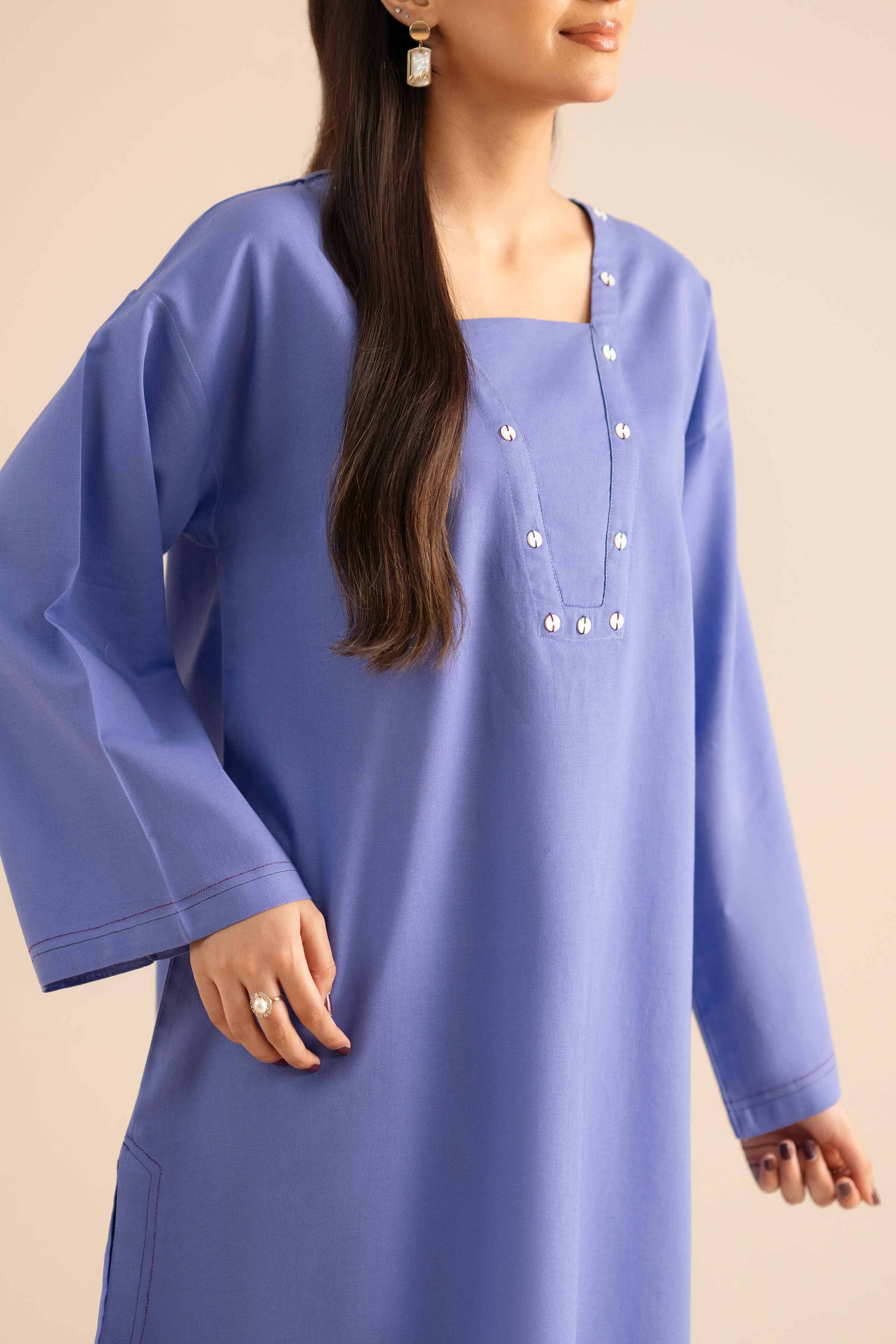 NISHATUAE - Purple Embroidered Cotton 2-piece Ready to wear Dress