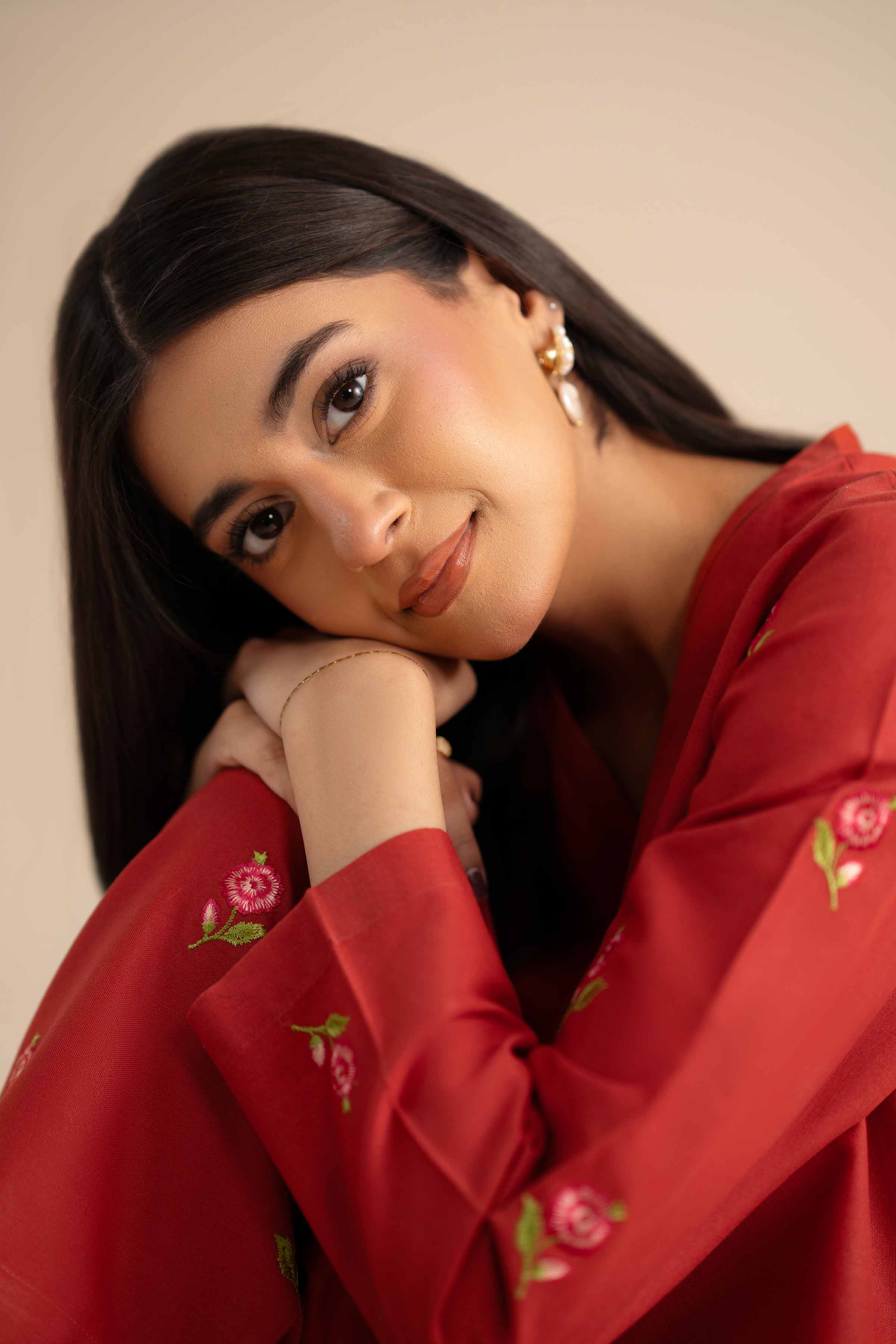 NISHATUAE - Orange Embroidered Cotton 2-piece Ready to wear Dress