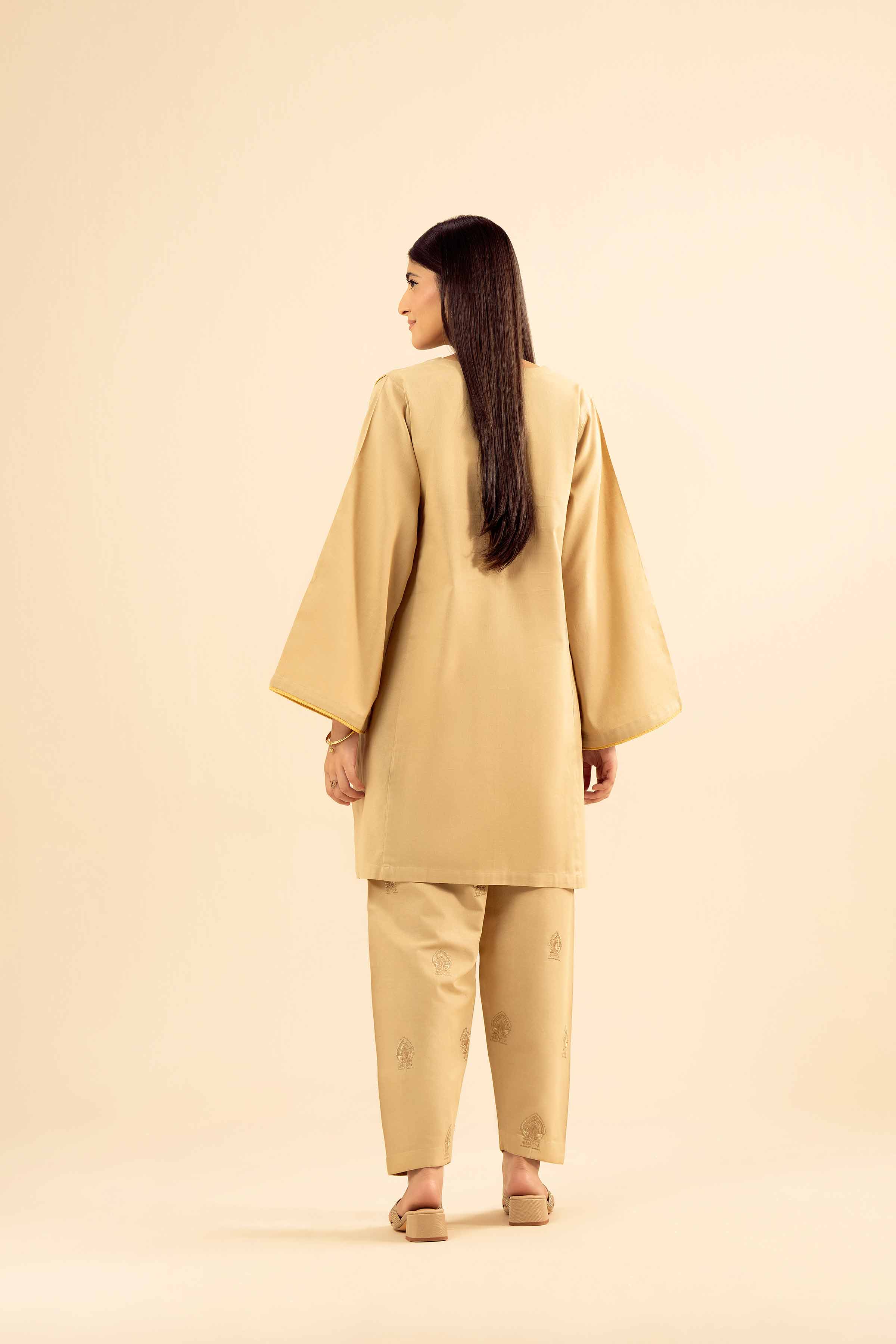 NISHATUAE - Brown Embroidered Cotton 2-piece Ready to wear Dress