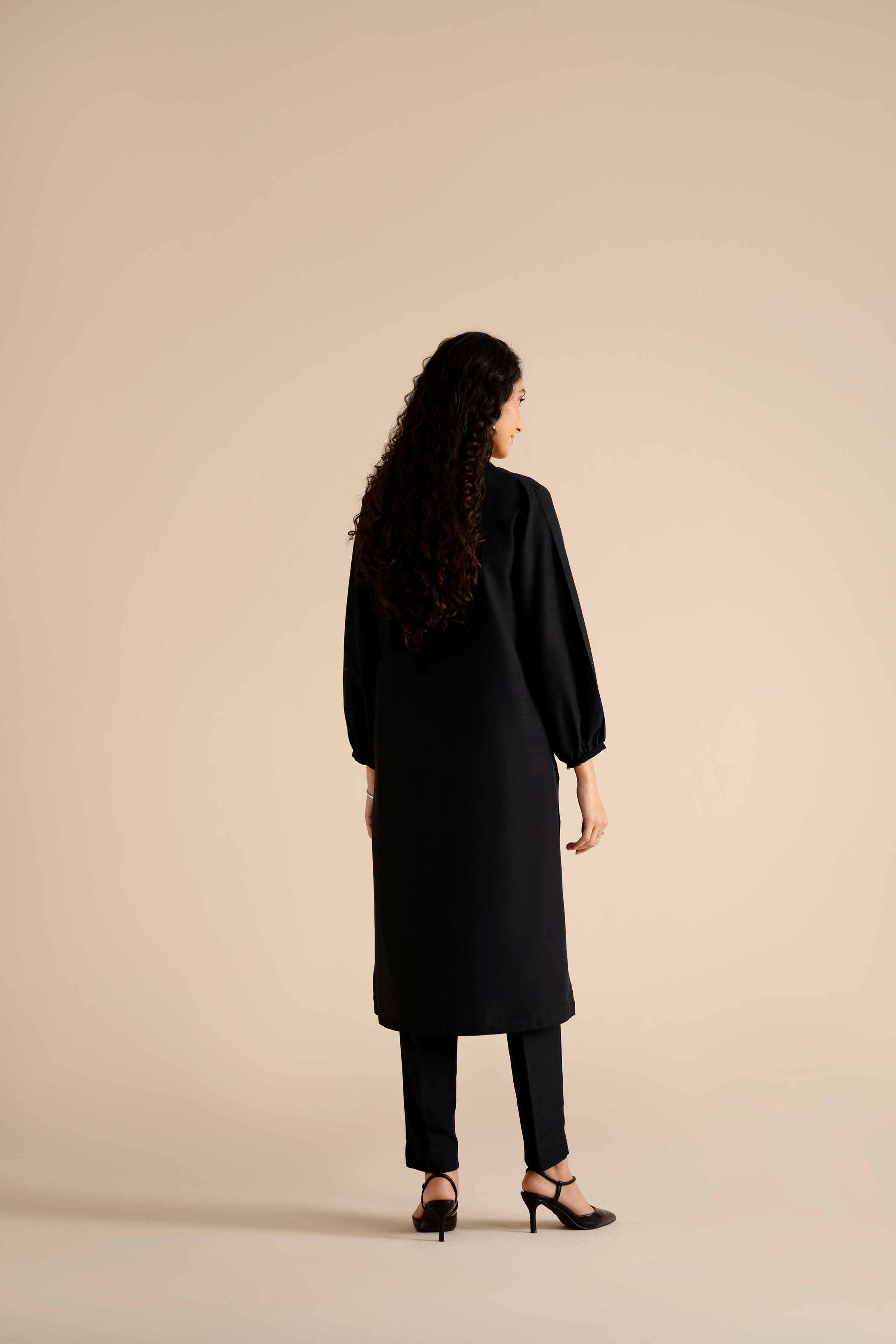 NISHATUAE - Black Solids Silk 2-piece Ready to wear Dress