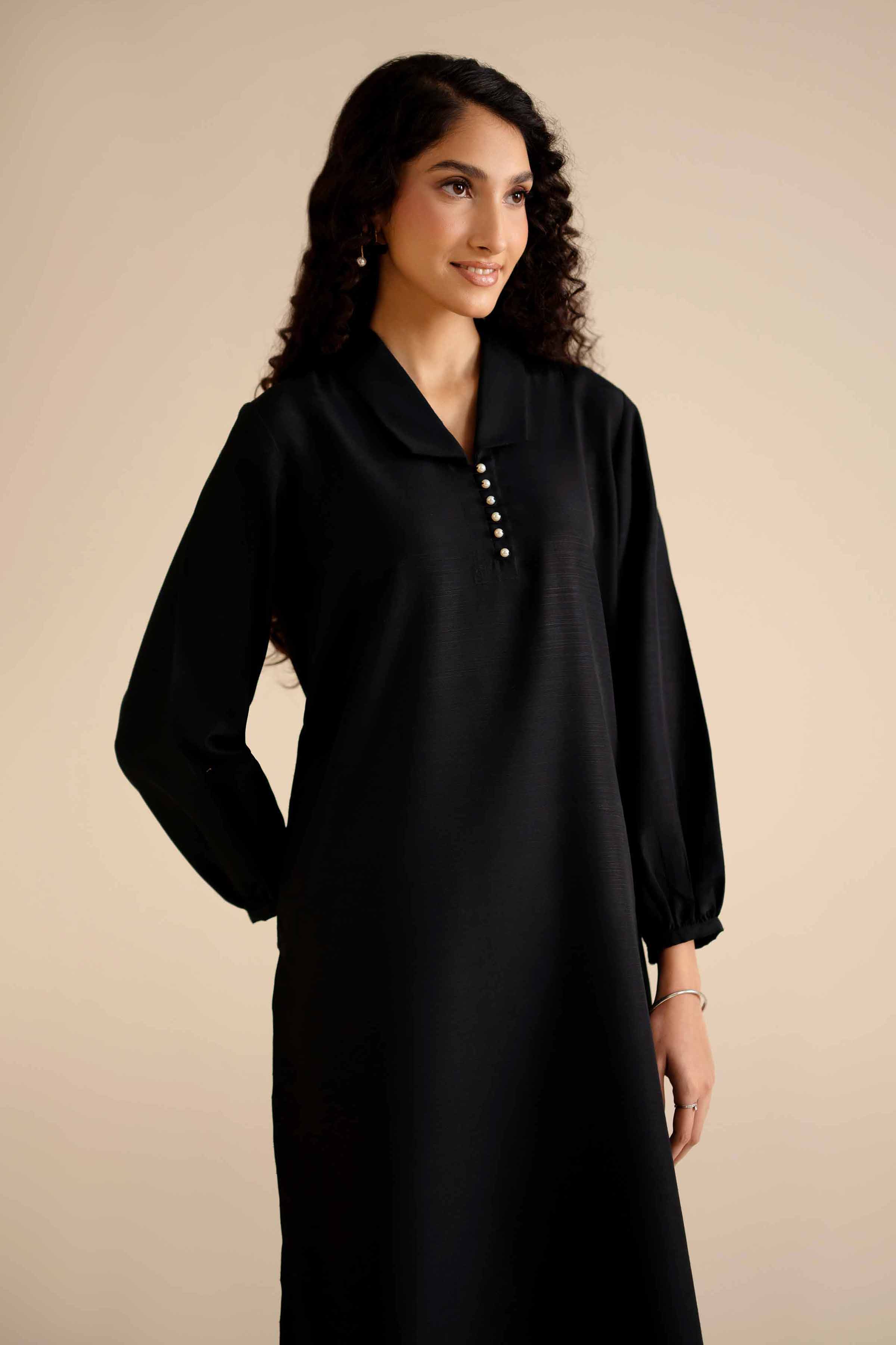 NISHATUAE - Black Solids Silk 2-piece Ready to wear Dress