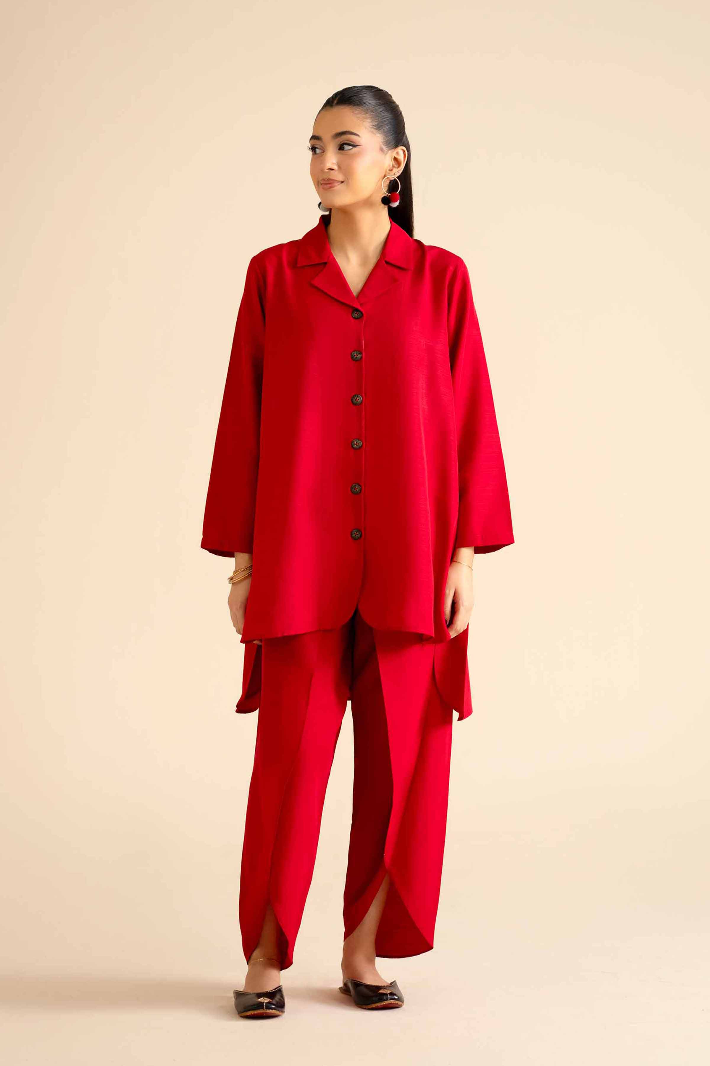 NISHATUAE - Red Solids Silk 2-piece Ready to wear Dress