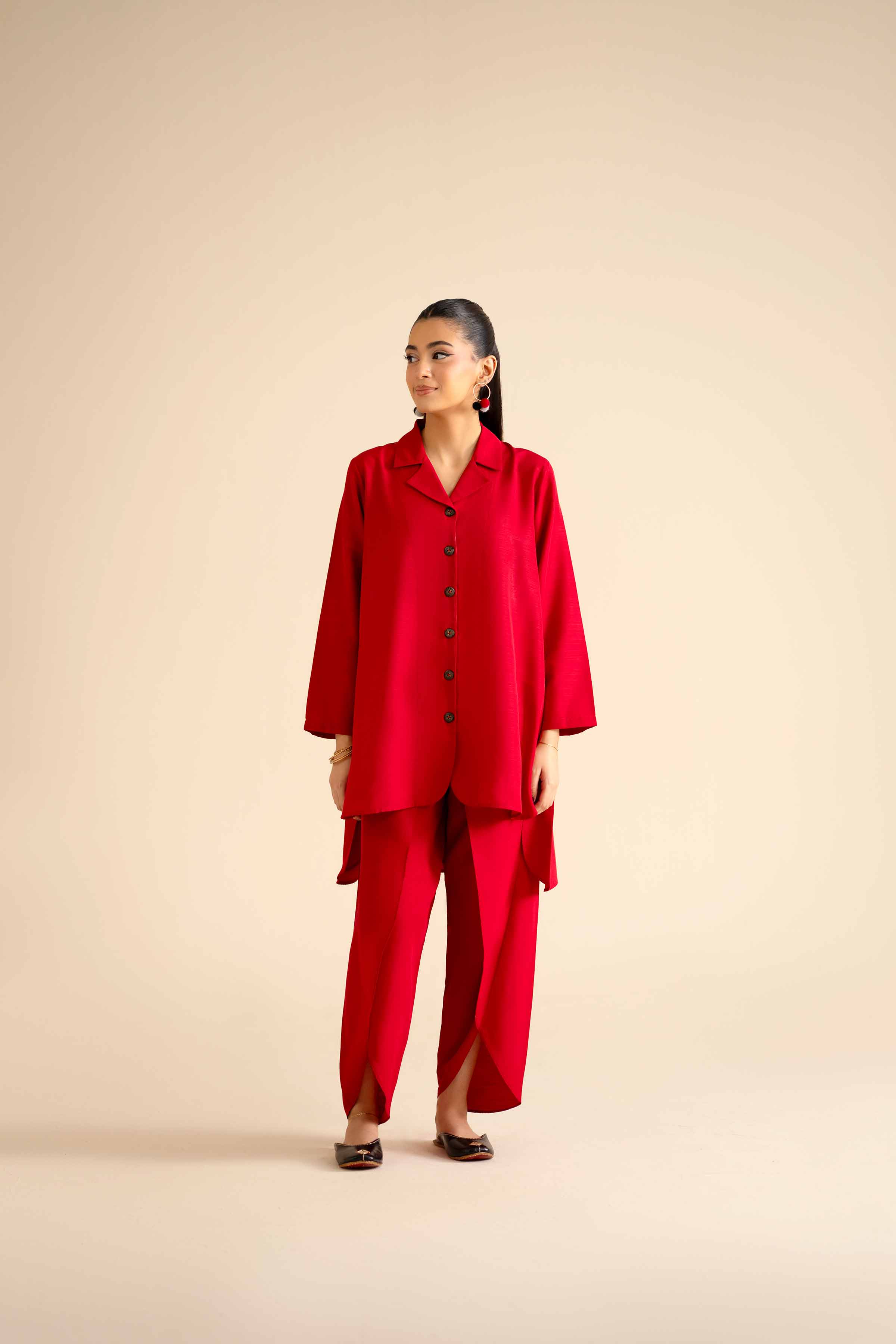 NISHATUAE - Red Solids Silk 2-piece Ready to wear Dress