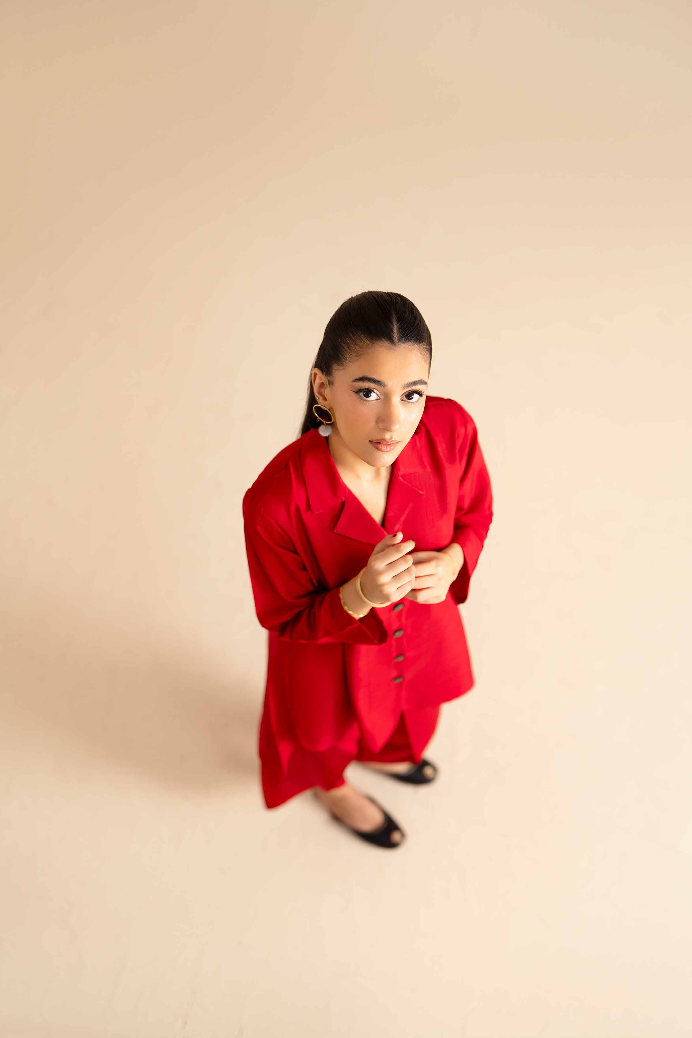 NISHATUAE - Red Solids Silk 2-piece Ready to wear Dress