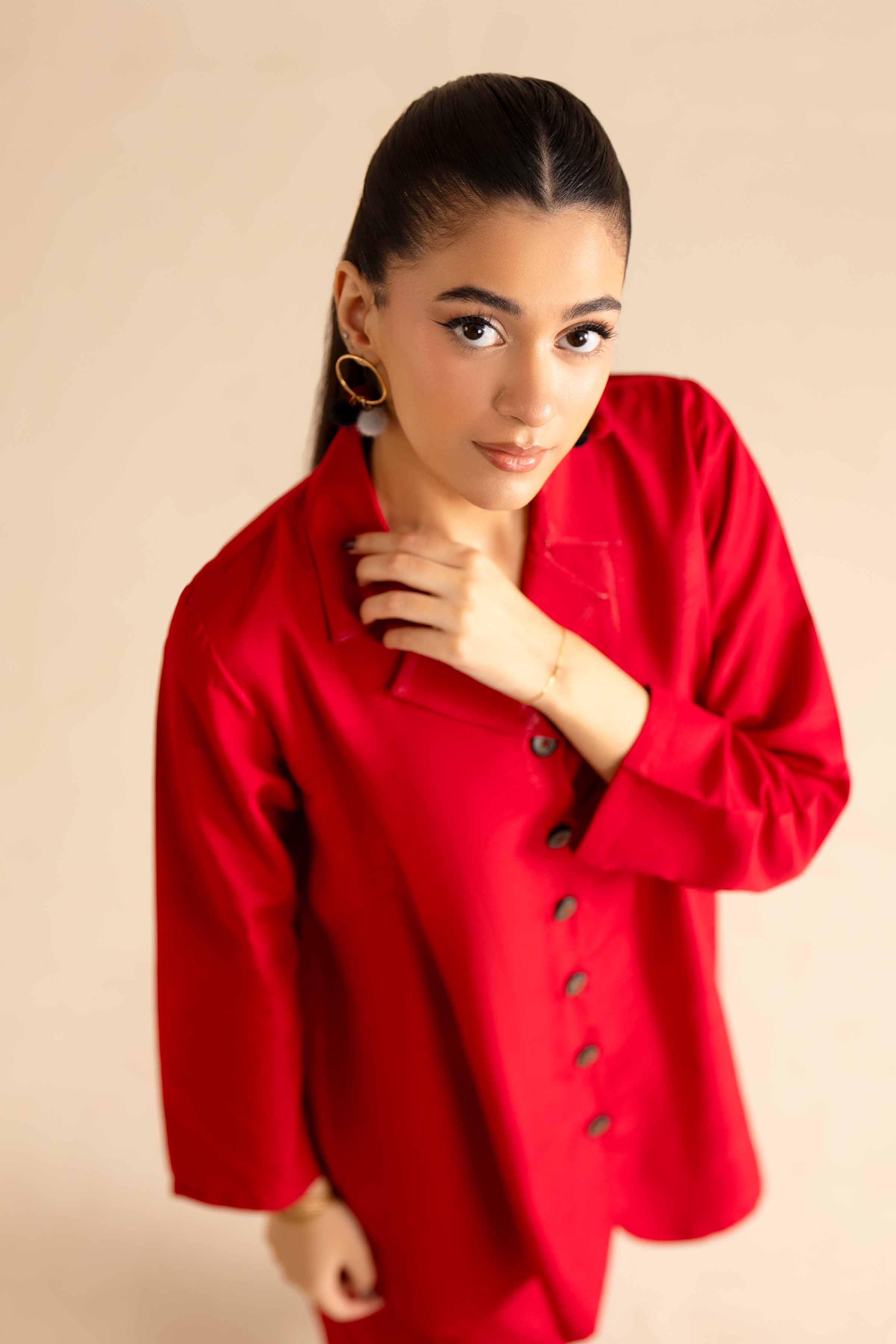 NISHATUAE - Red Solids Silk 2-piece Ready to wear Dress