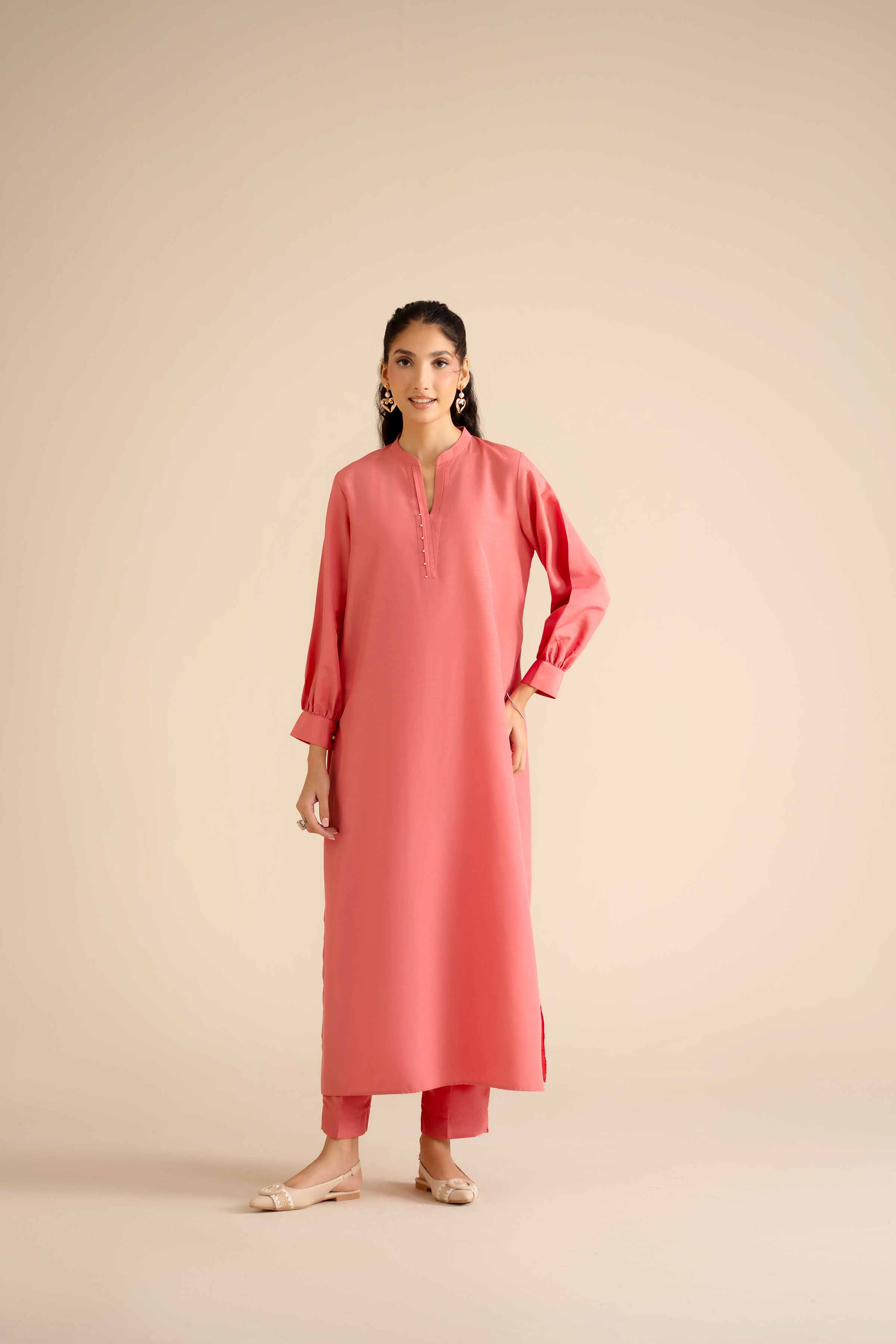 NISHATUAE - Orange Solids Silk 2-piece Ready to wear Dress