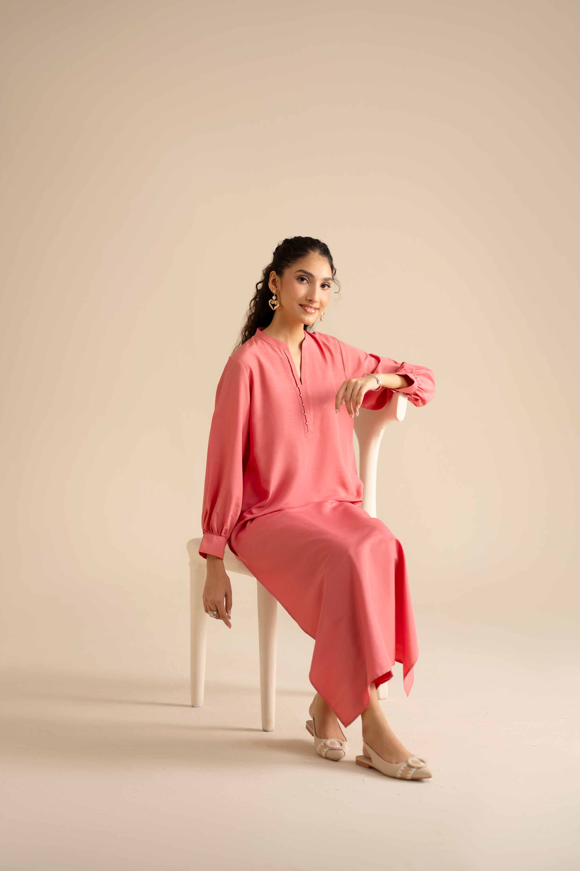 NISHATUAE - Orange Solids Silk 2-piece Ready to wear Dress