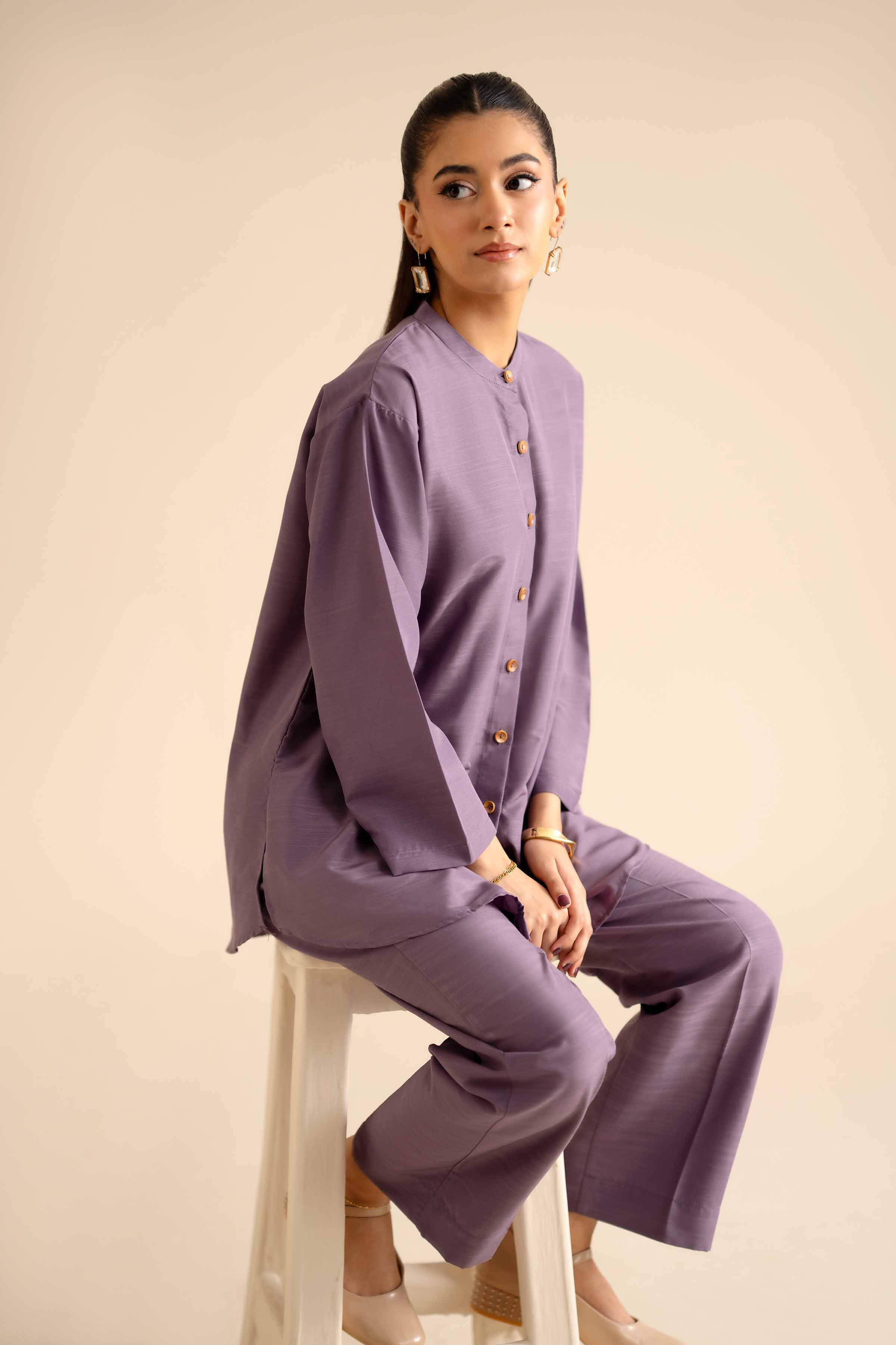 NISHATUAE - Purple Solids Silk 2-piece Ready to wear Dress