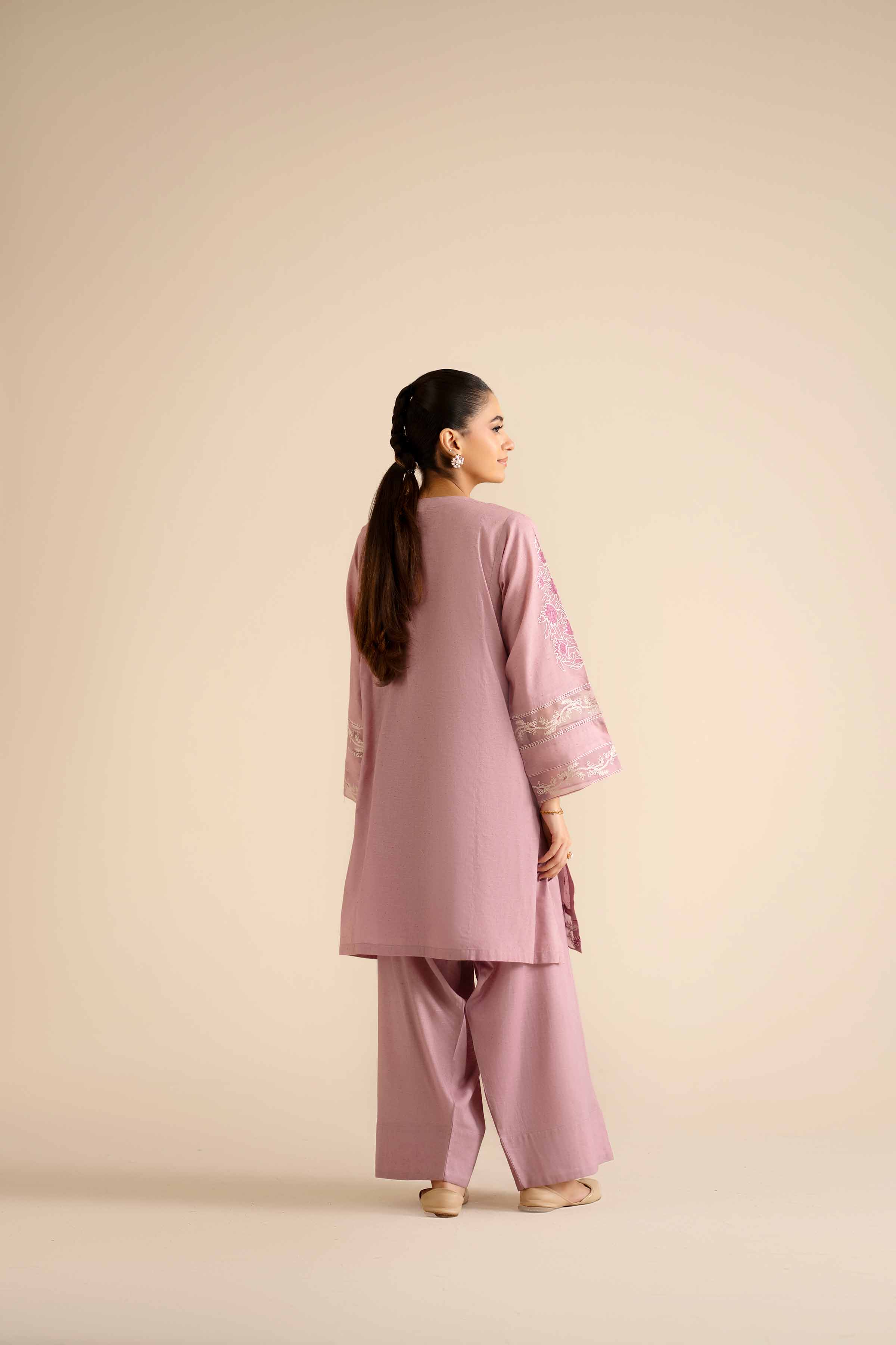 NISHATUAE - Purple Embroidered Khaddar 2-piece Ready to wear Dress