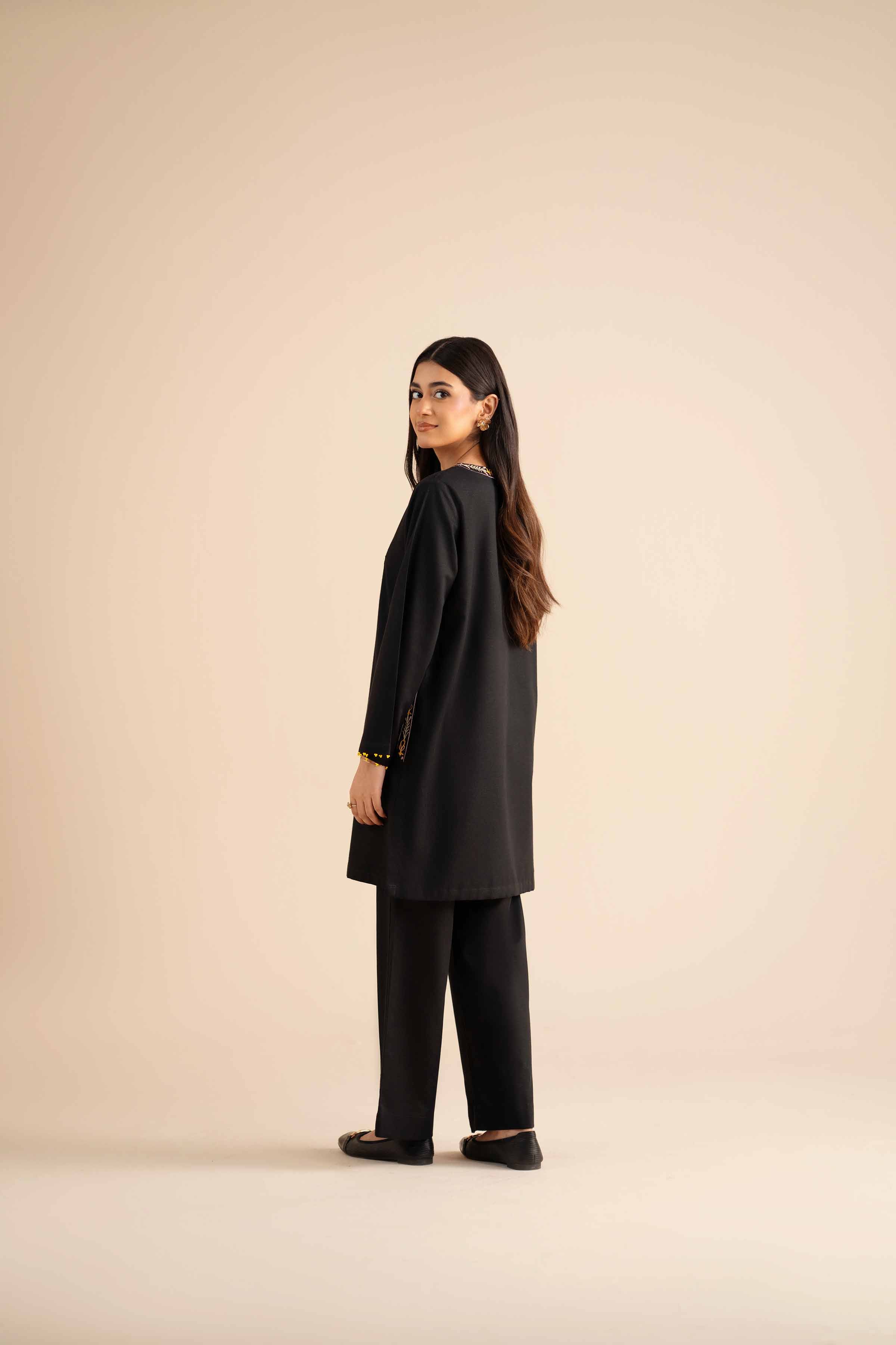 NISHATUAE - Black Embroidered Karandi 2-piece Ready to wear Dress