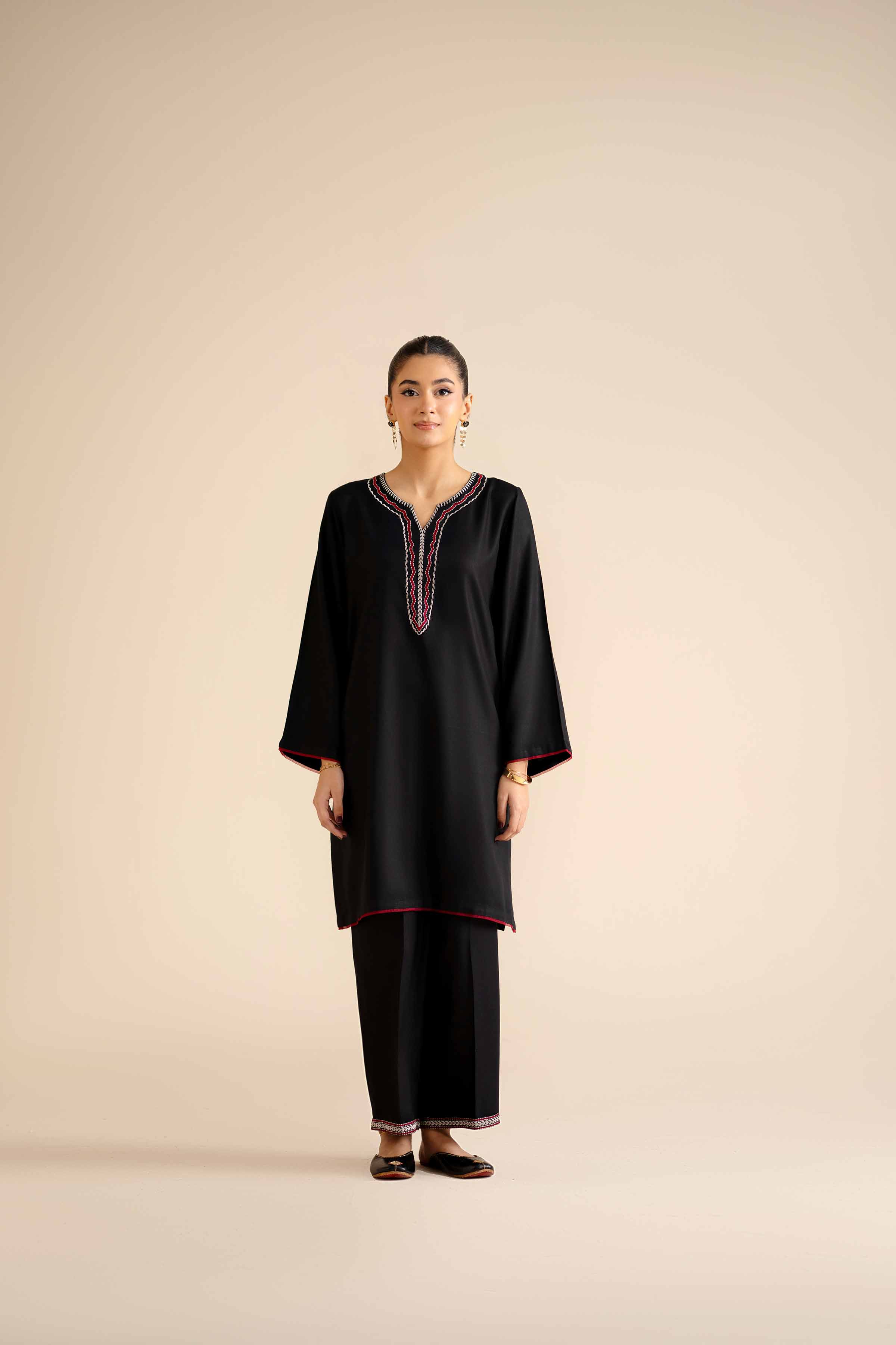 NISHATUAE - Black Embroidered Marina 2-piece Ready to wear Dress