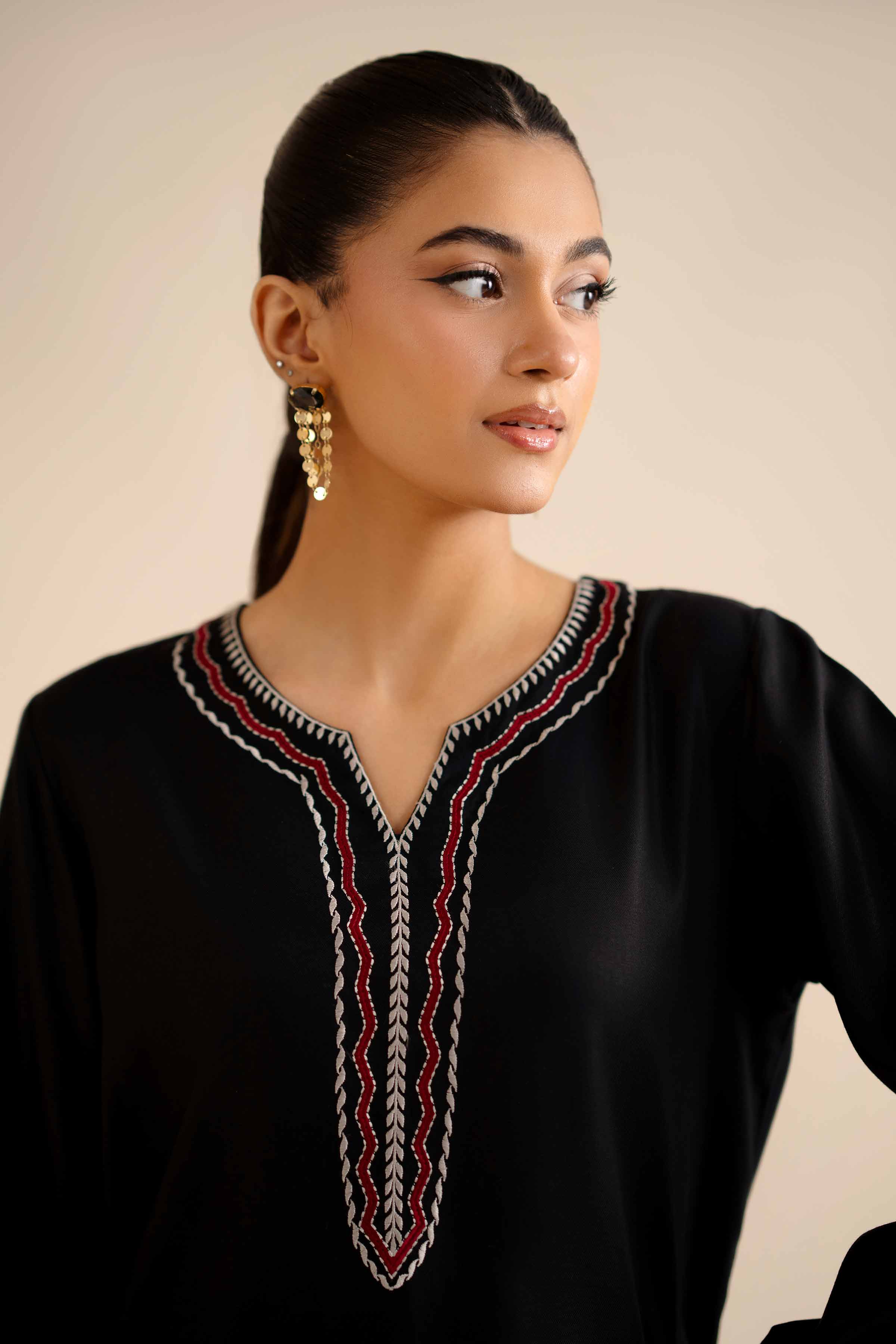 NISHATUAE - Black Embroidered Marina 2-piece Ready to wear Dress