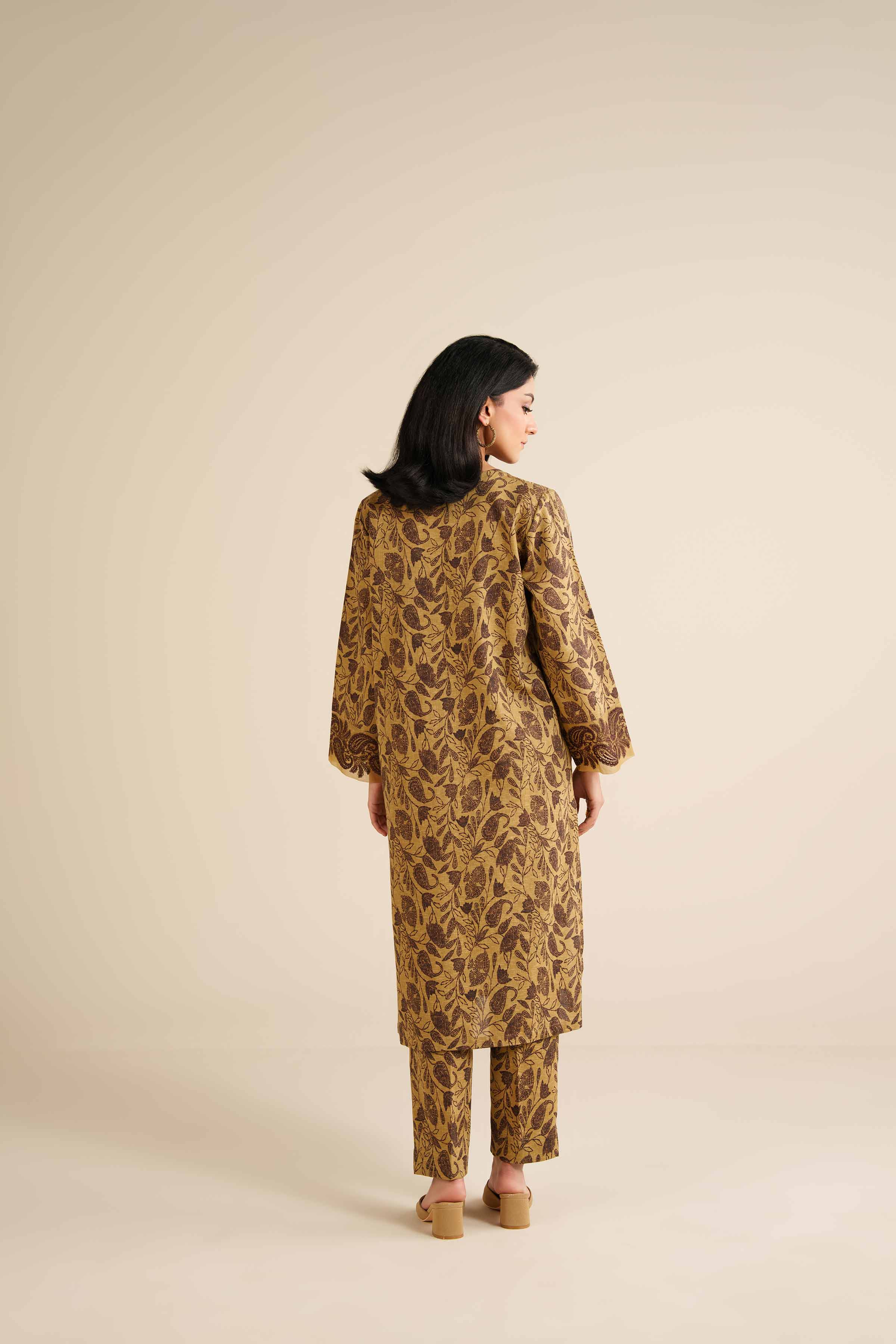 NISHATUAE - Brown Embroidered Karandi 2-piece Ready to wear Dress