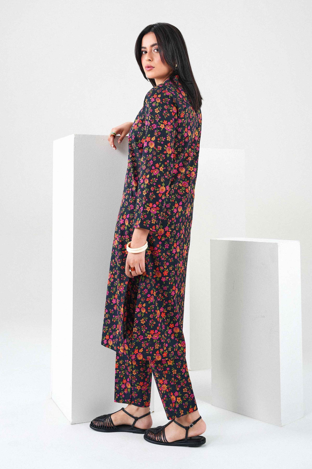 2 Piece - Printed Embroidered Suit - PW25-294