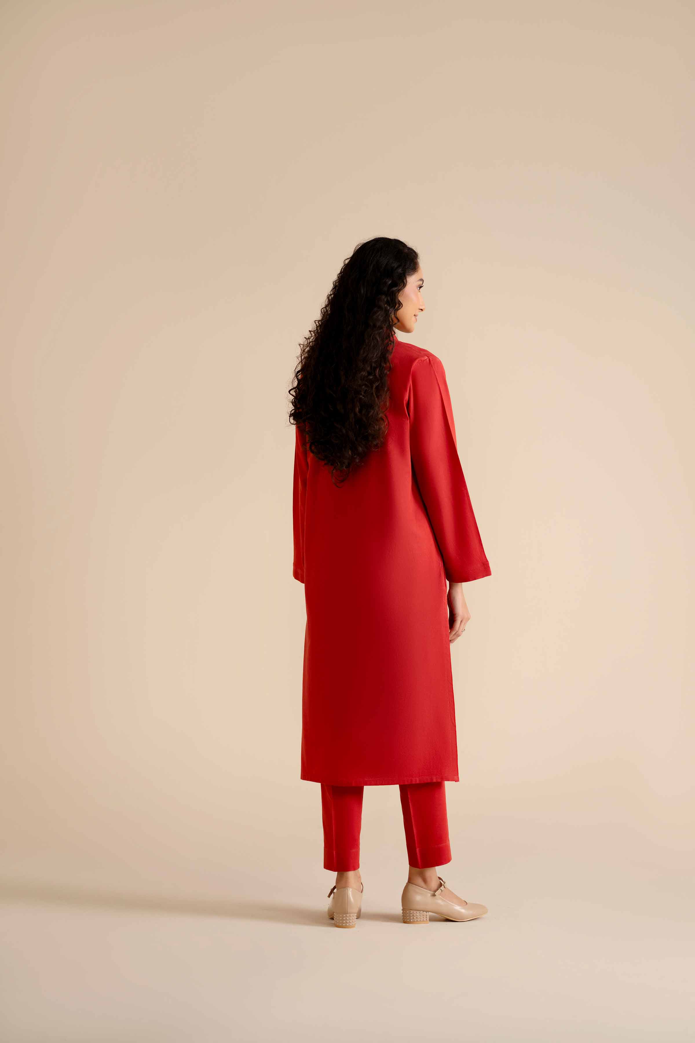 NISHATUAE - Rust Embroidered Cotton 2-piece Ready to wear Dress