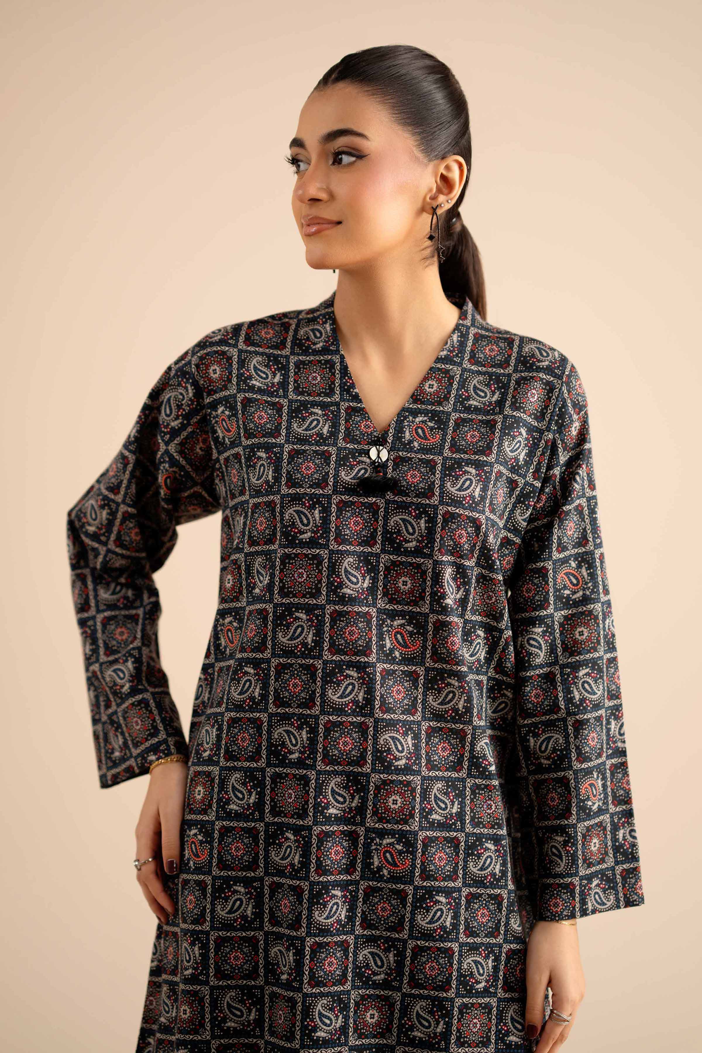 NISHATUAE - Black Printed Karandi 2-piece Ready to wear Dress