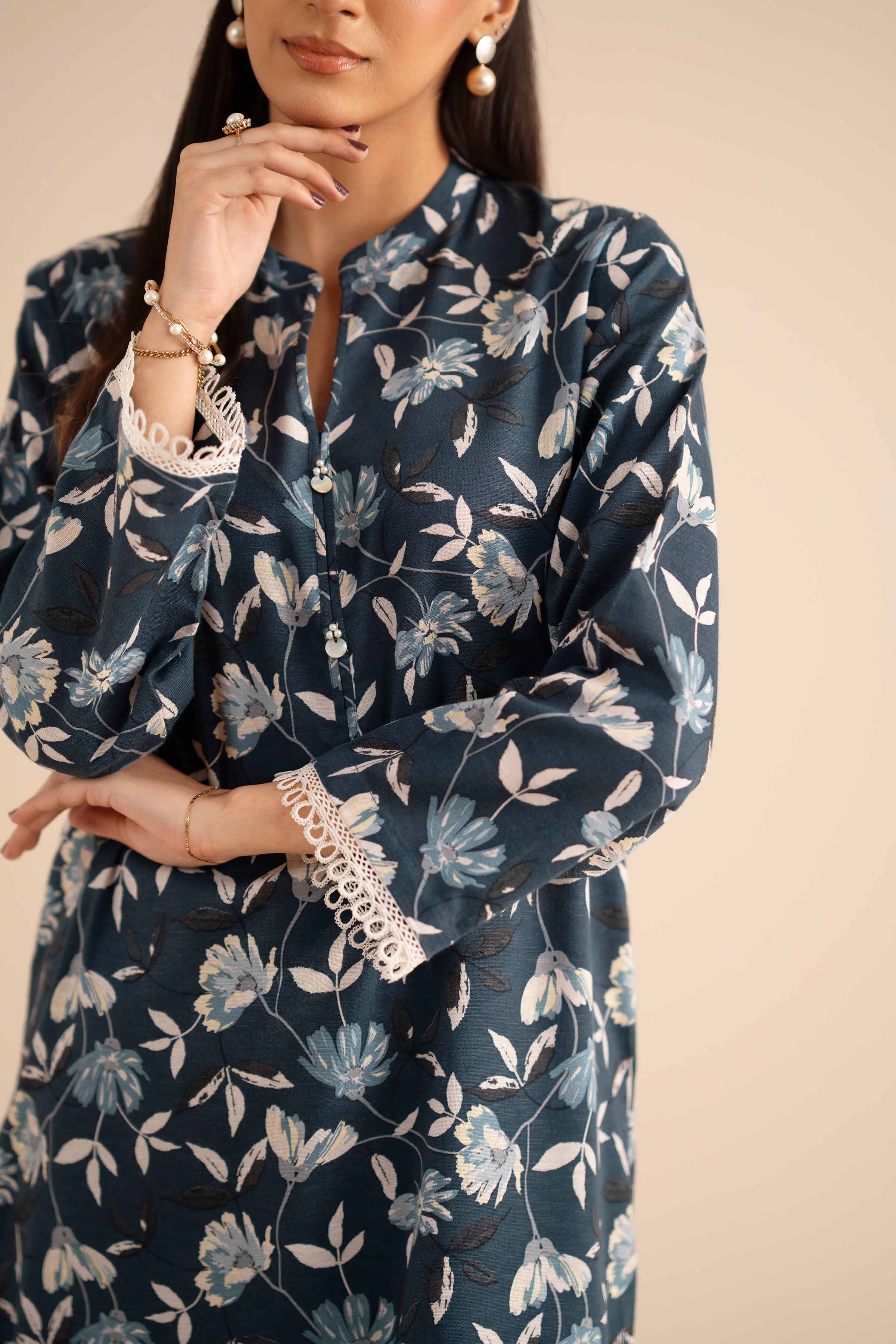 NISHATUAE - Blue Printed Karandi 2-piece Ready to wear Dress
