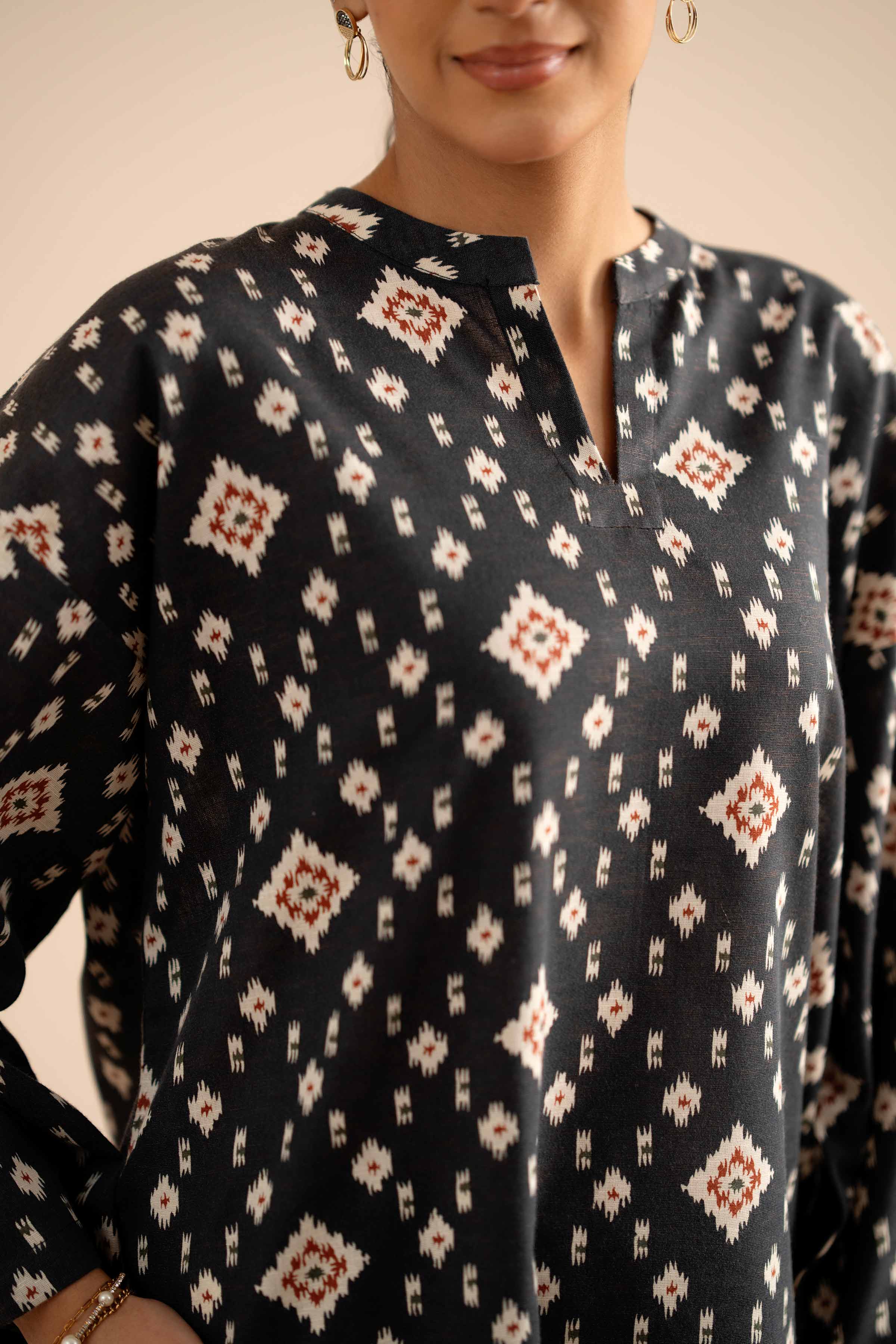 NISHATUAE - Black Printed Karandi 2-piece Ready to wear Dress