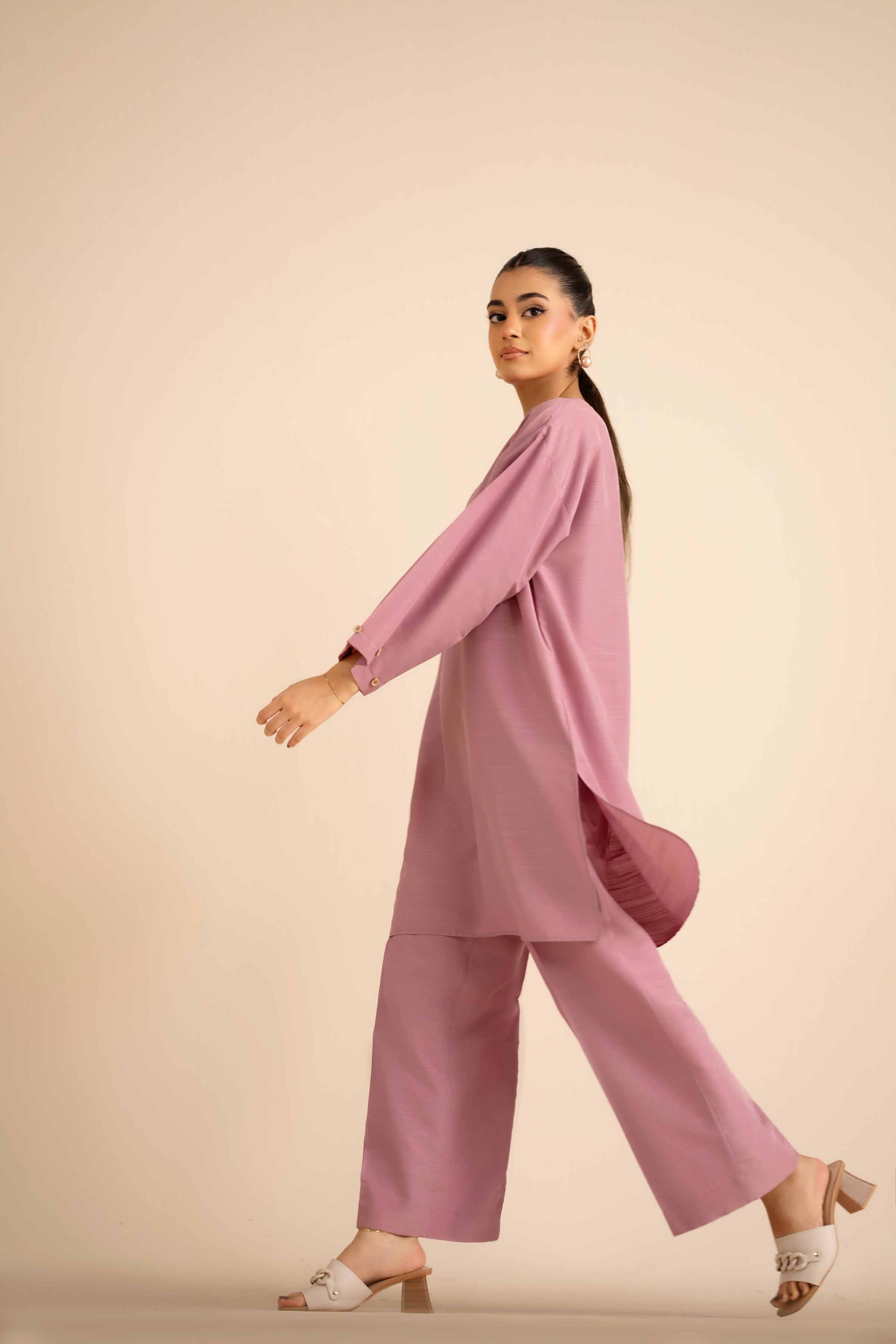 NISHATUAE - Pink Solids Silk 2-piece Ready to wear Dress