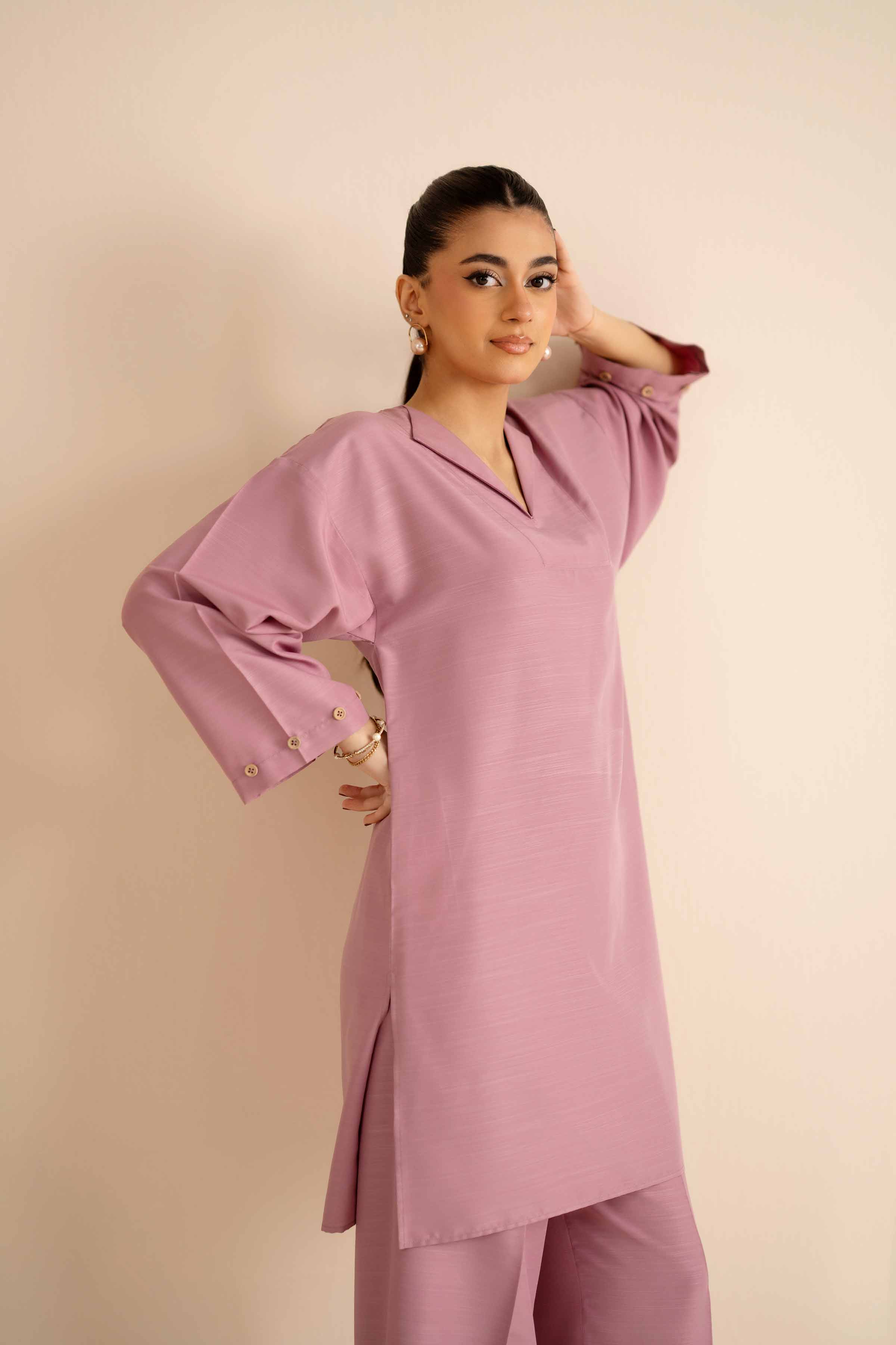 NISHATUAE - Pink Solids Silk 2-piece Ready to wear Dress