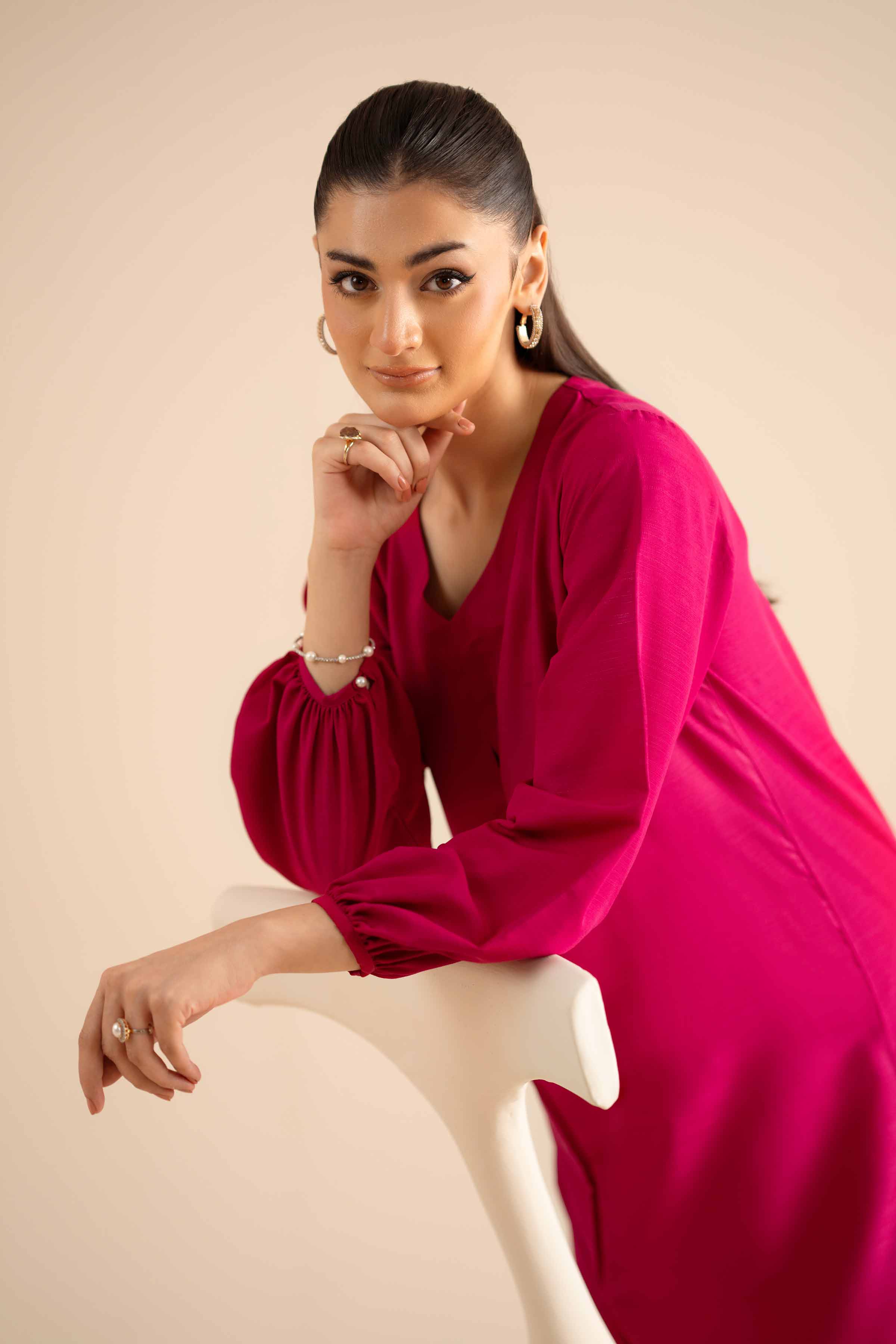 NishatUAE - Pink Solids Silk 2-piece Ready to wear Dress