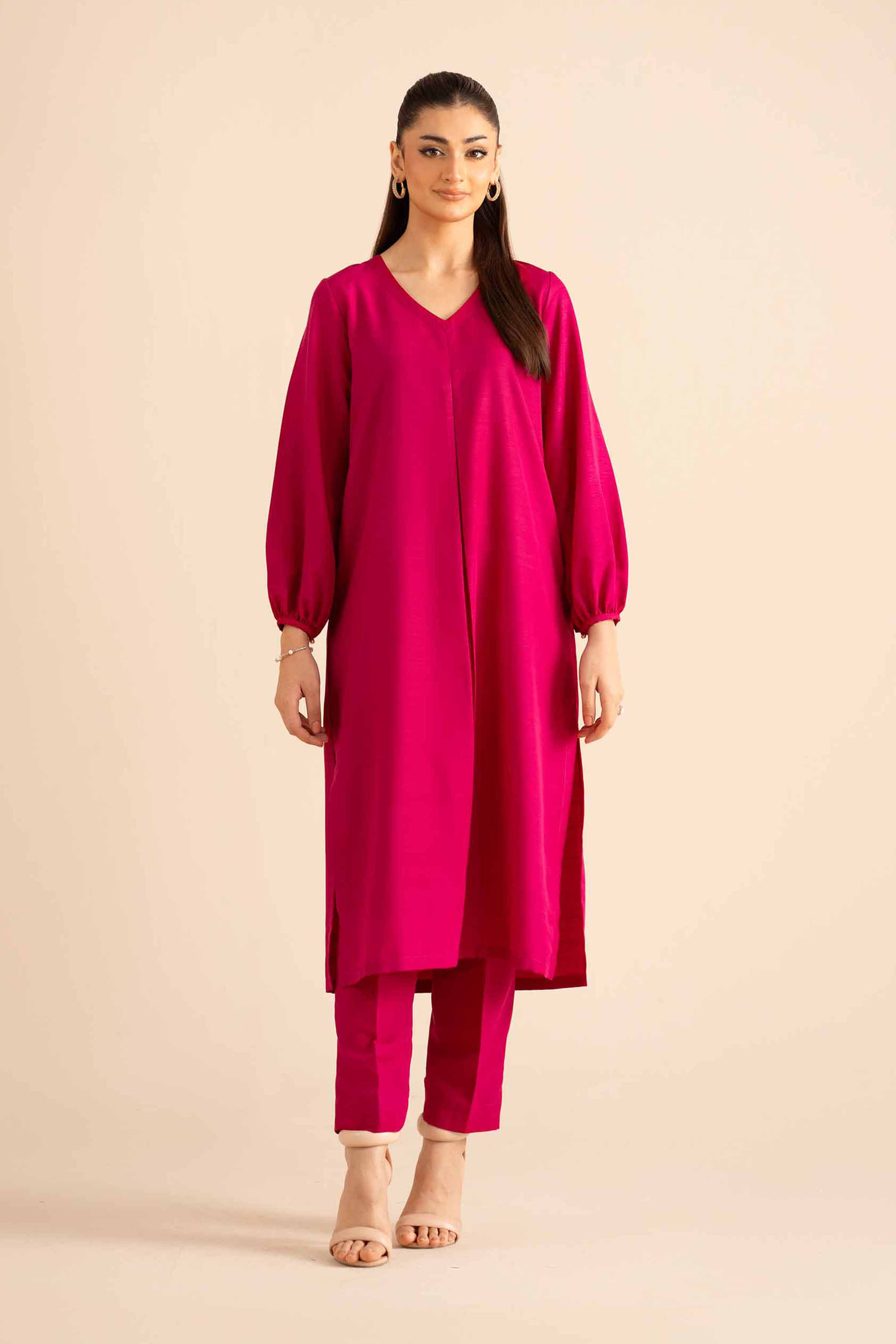 NishatUAE - Pink Solids Silk 2-piece Ready to wear Dress
