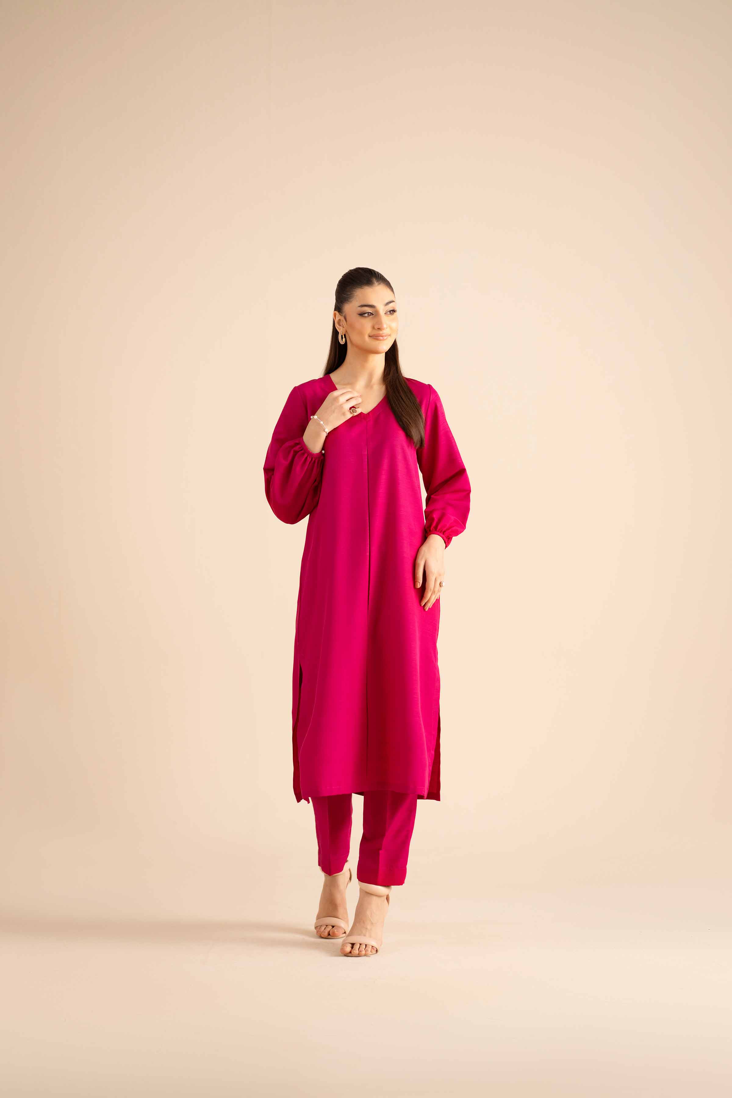 NishatUAE - Pink Solids Silk 2-piece Ready to wear Dress