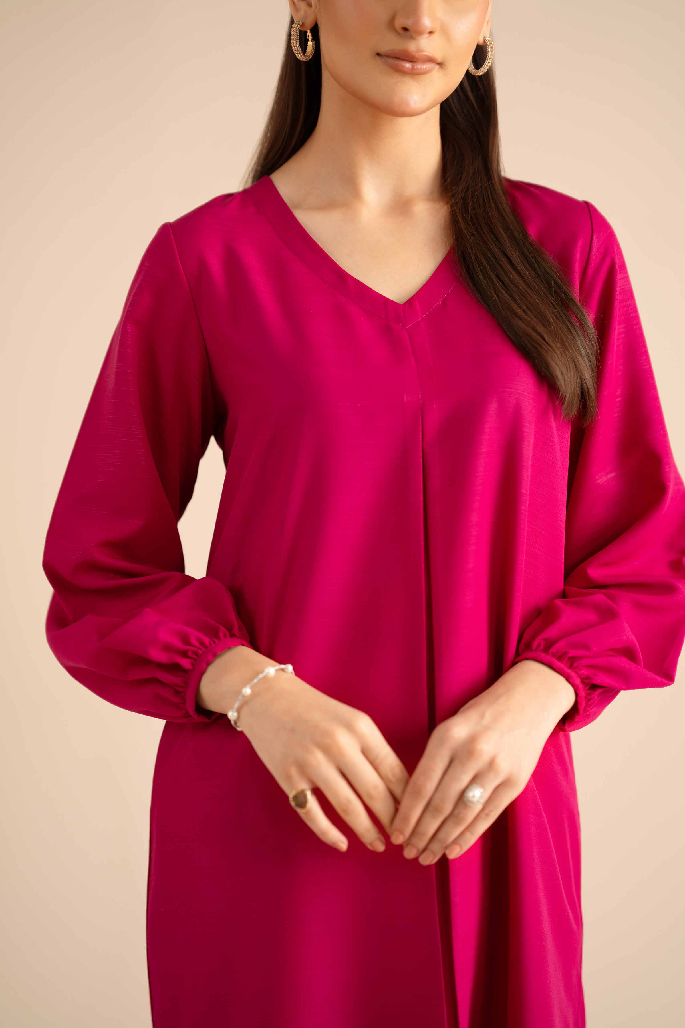 NishatUAE - Pink Solids Silk 2-piece Ready to wear Dress