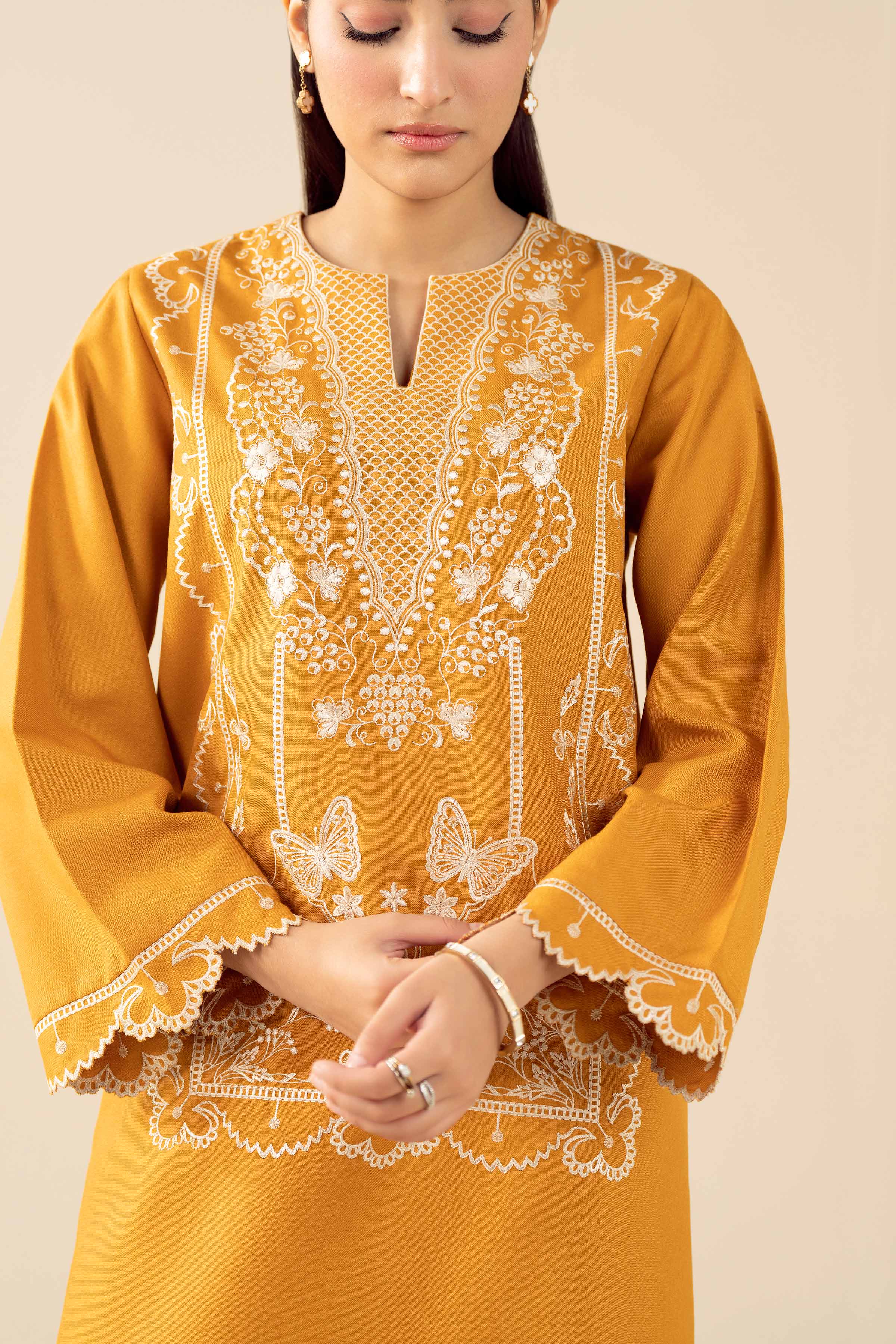 NishatUAE - Yellow Embroidered Poshak 2-piece Ready to wear Dress