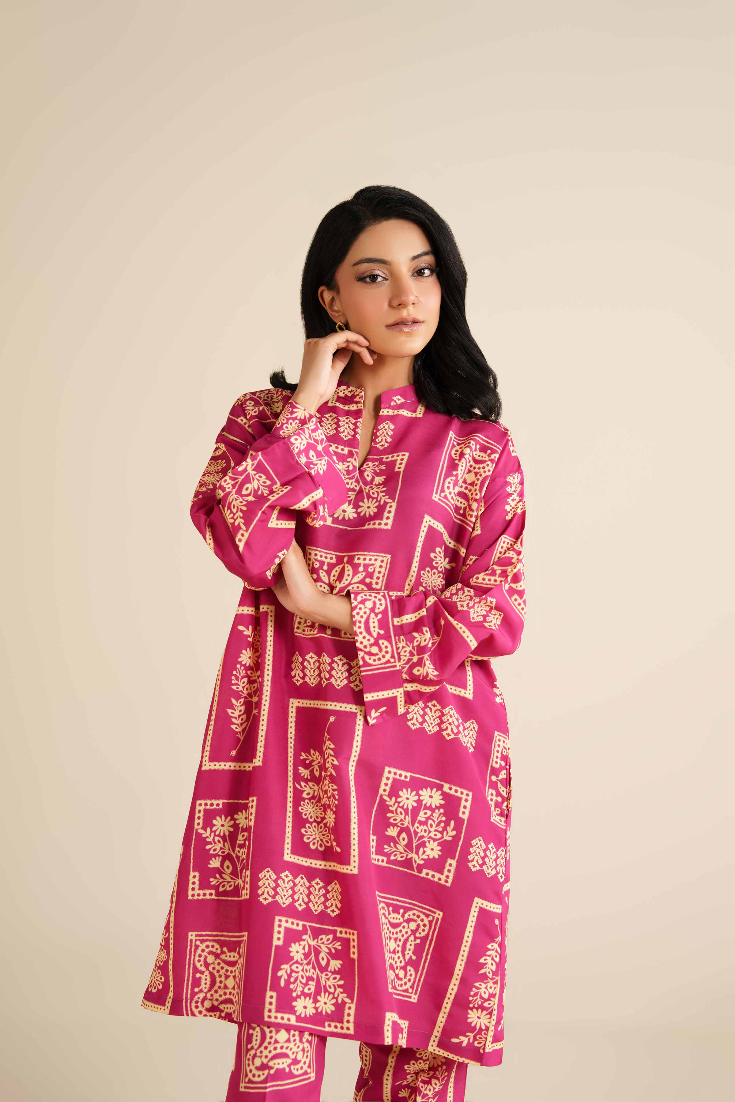 NISHATUAE - Pink Printed Swiss Lawn 2-piece Ready to wear Dress