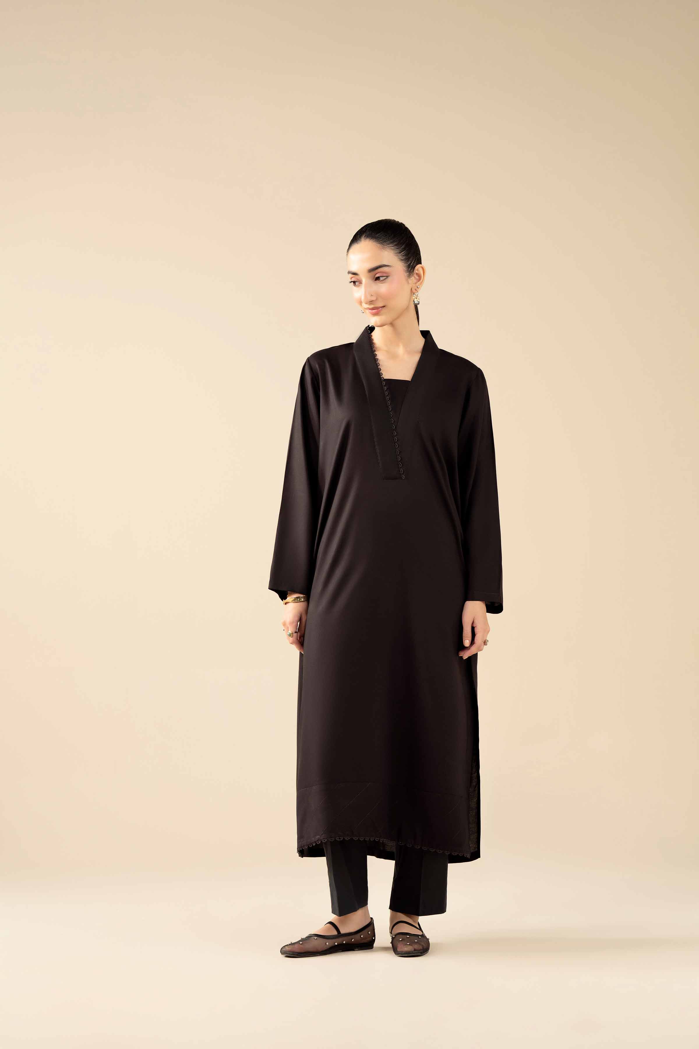 NishatUAE - Black Solids Linen 2-piece Ready to wear Dress