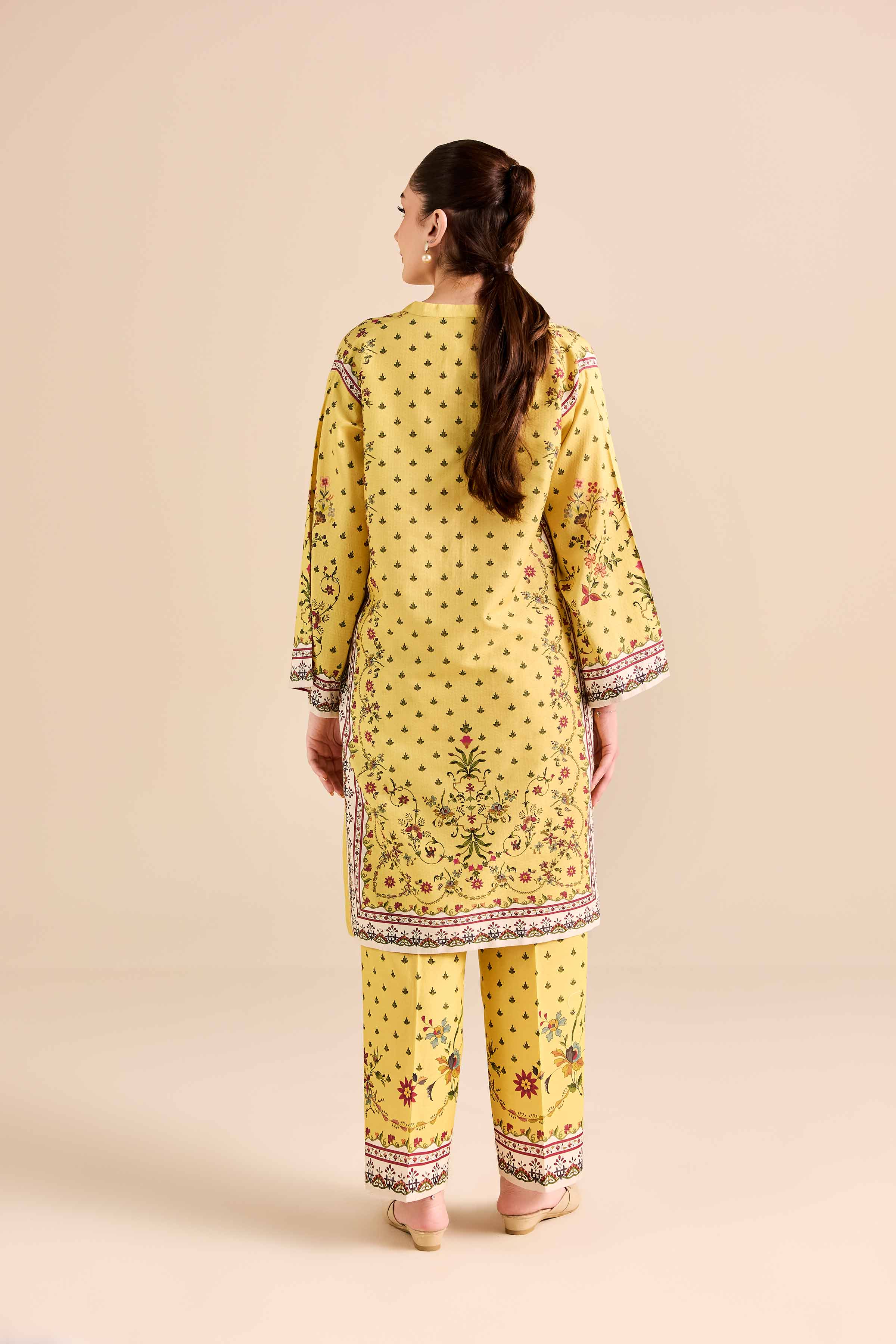 NISHATUAE - Yellow Printed Dobby 2-piece Ready to wear Dress