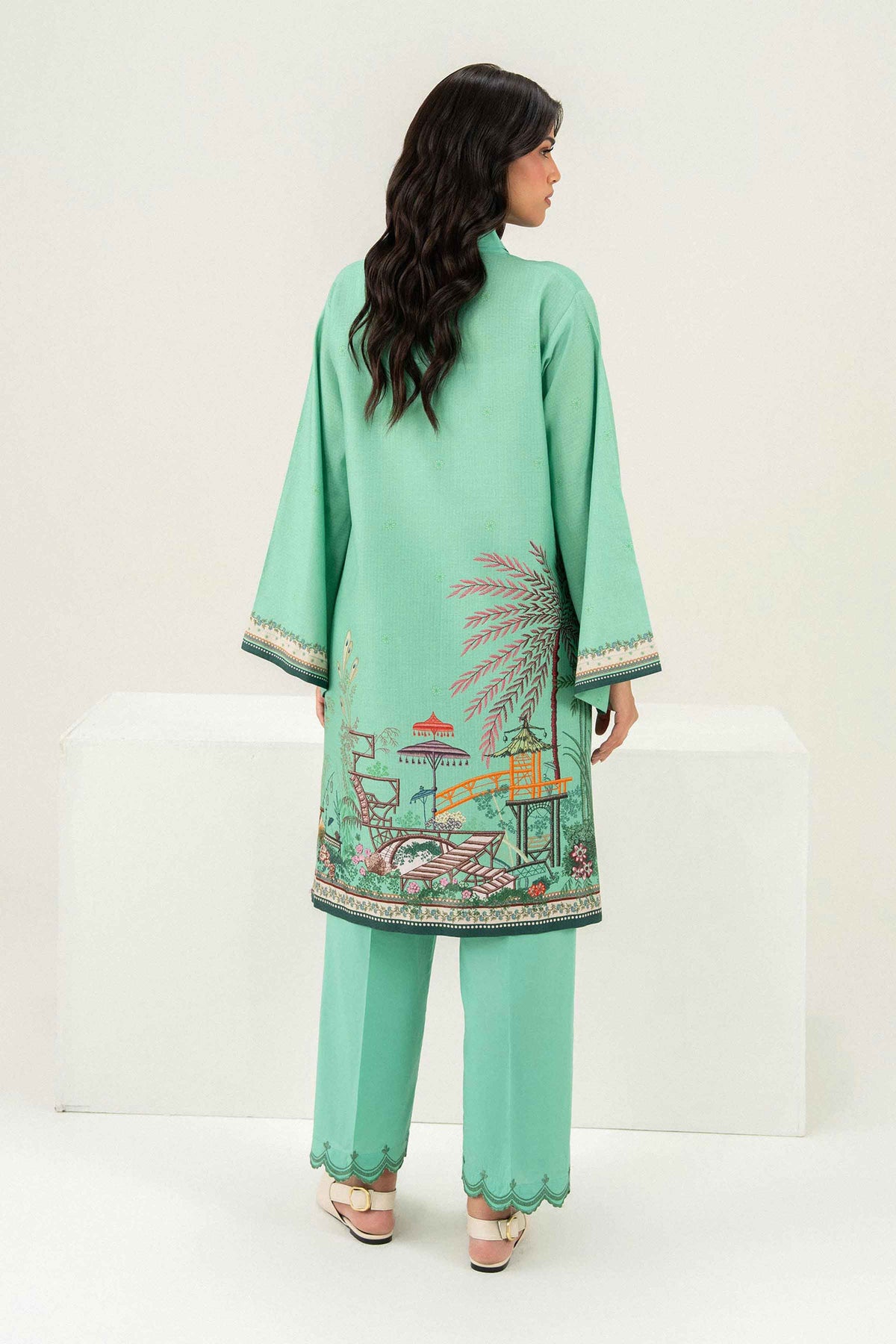 2 Piece - Printed Embroidered Suit - PW25-387