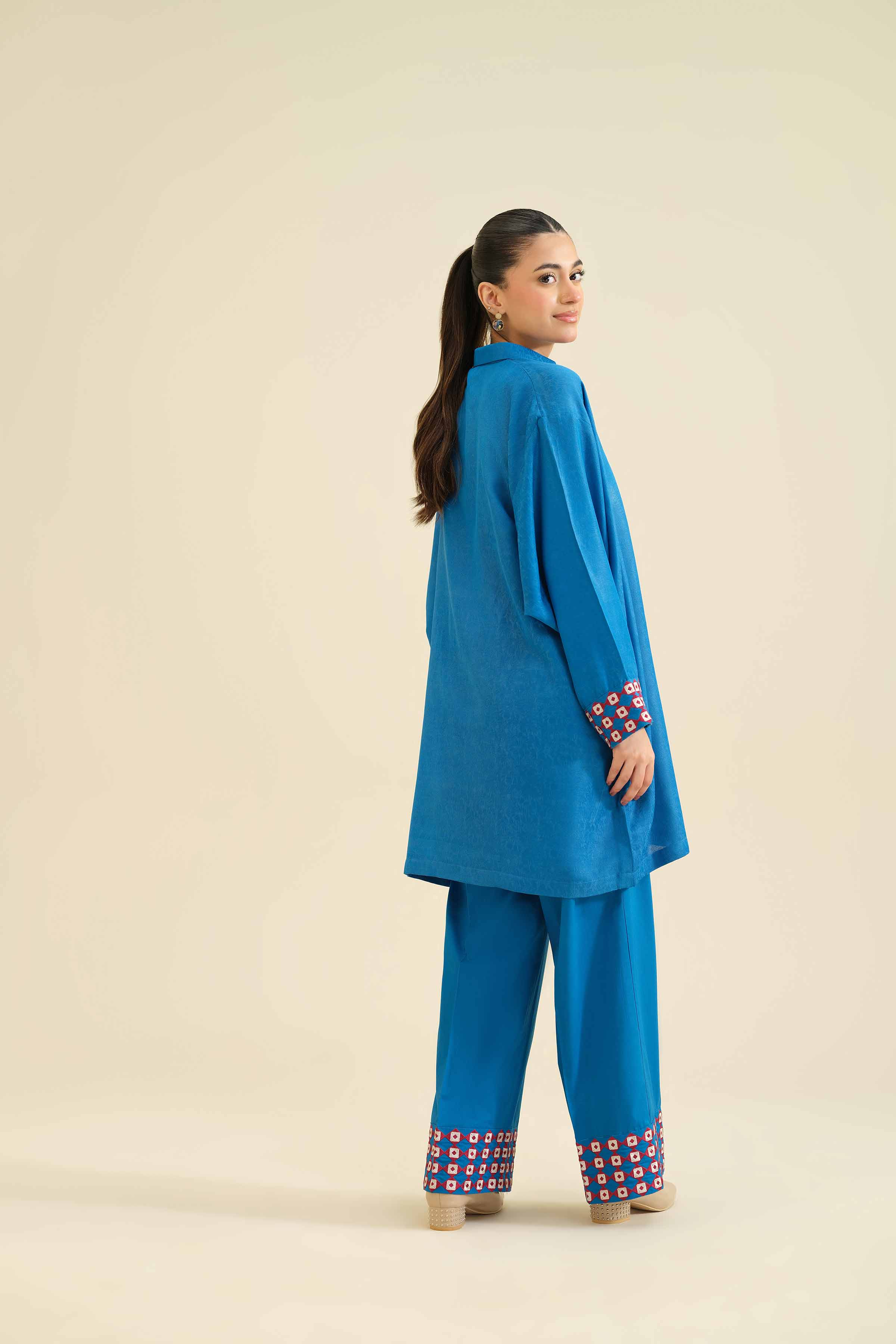 NISHATUAE - Blue Embroidered Jacquard 2-piece Ready to wear Dress