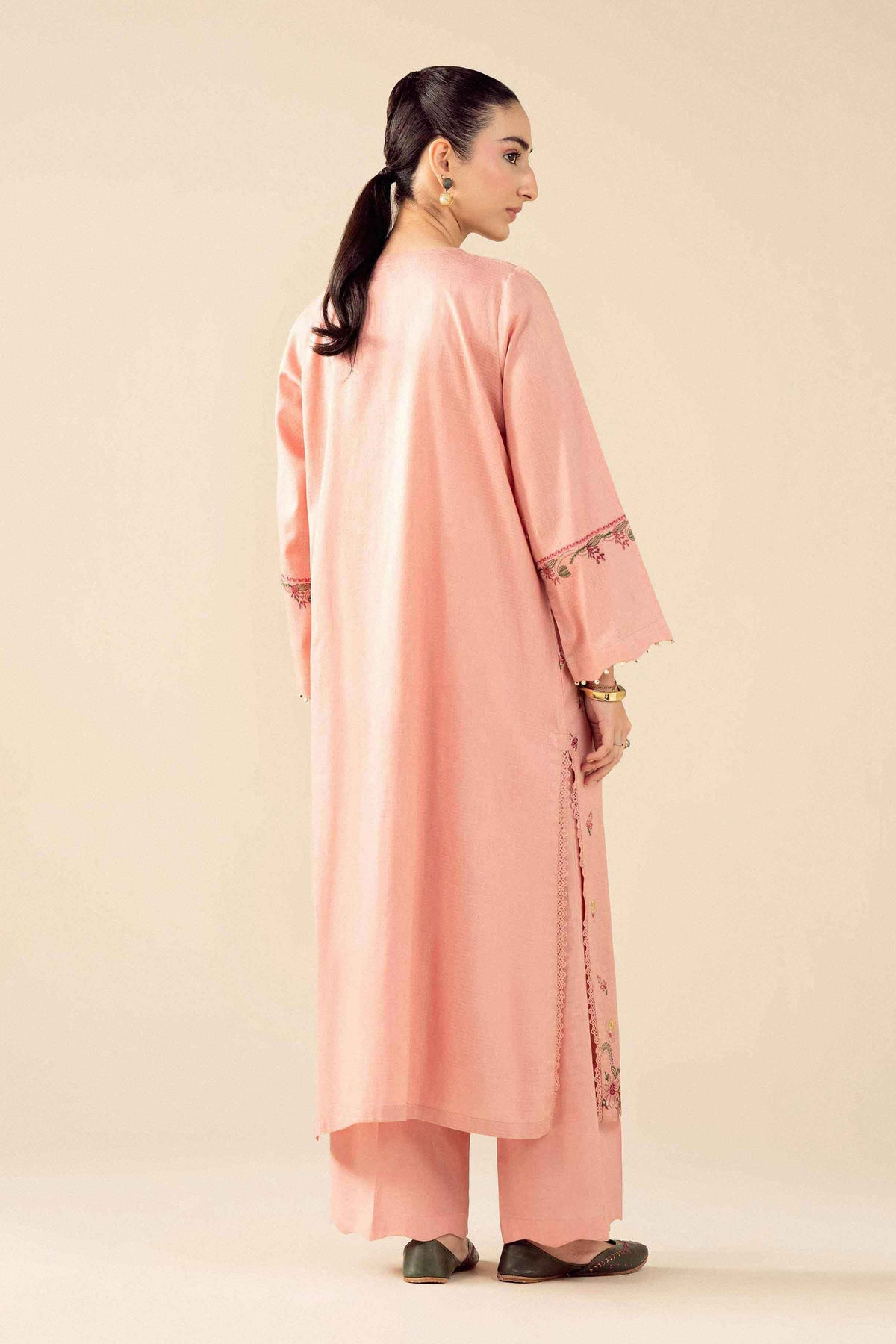 Pink 2-Piece Embroidered Suit in Dobby ready-to-wear