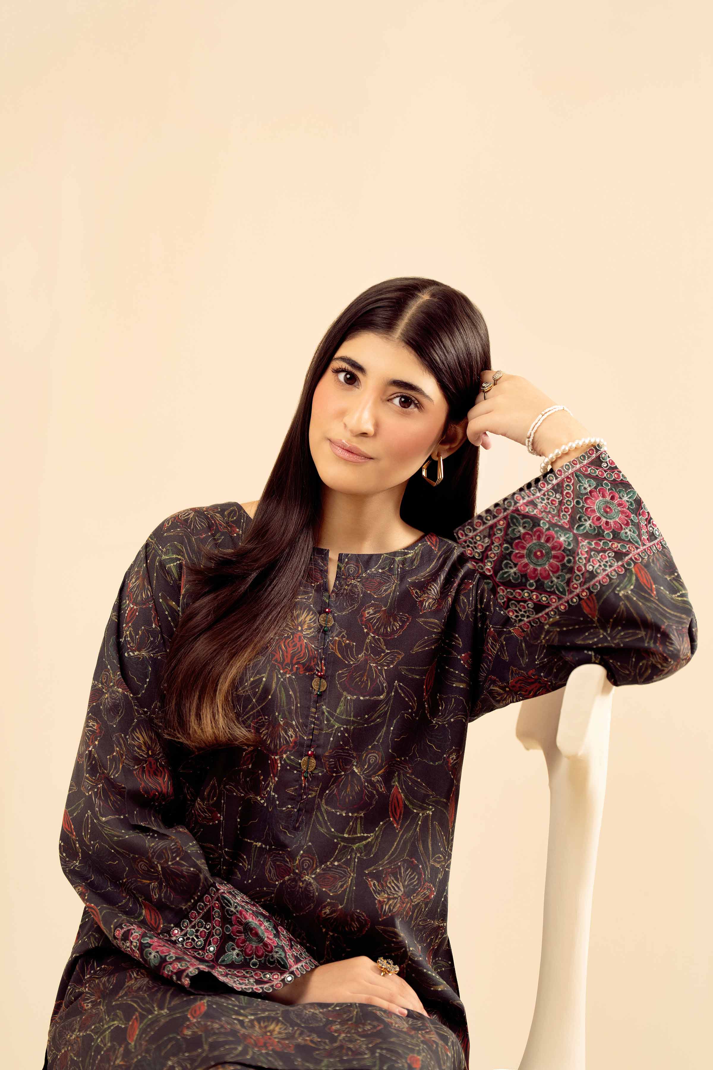 NISHATUAE - Black Embroidered Cambric 2-piece Ready to wear Dress