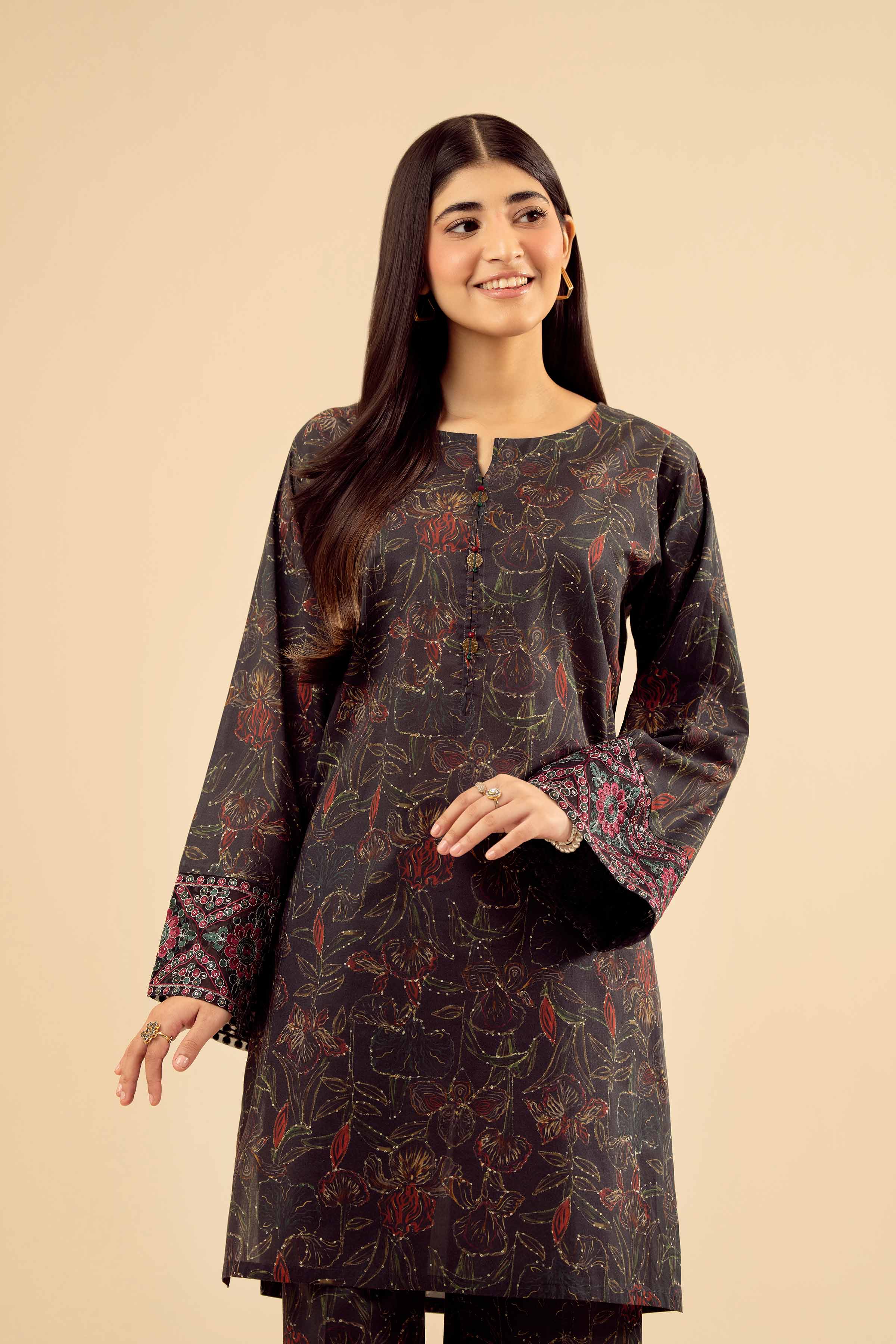 NISHATUAE - Black Embroidered Cambric 2-piece Ready to wear Dress