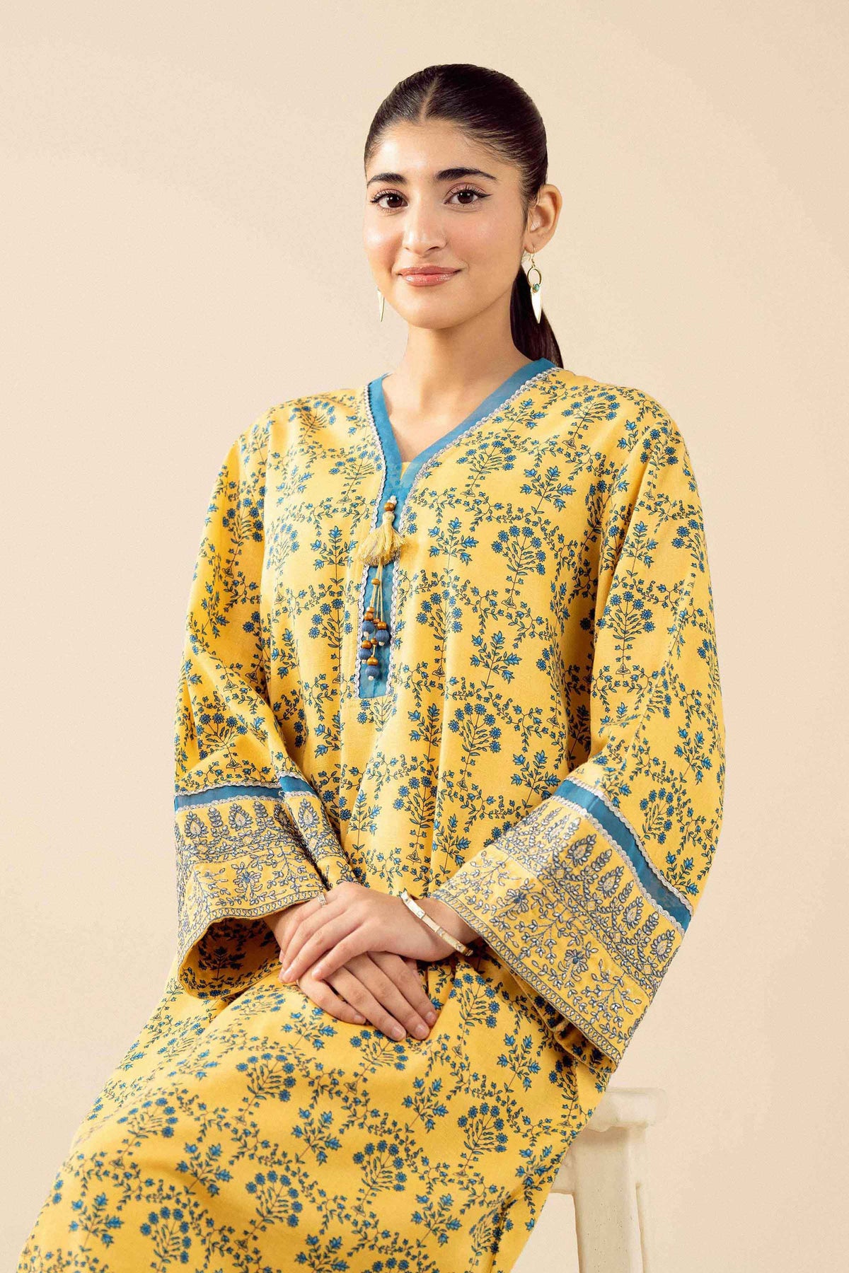 2 Piece - Printed Embroidered Suit - PW25-432