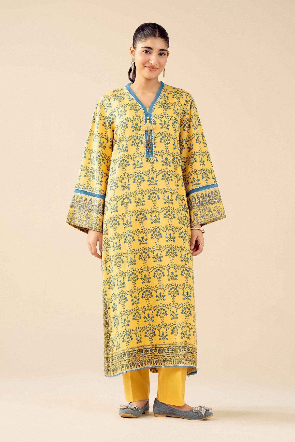 2 Piece - Printed Embroidered Suit - PW25-432
