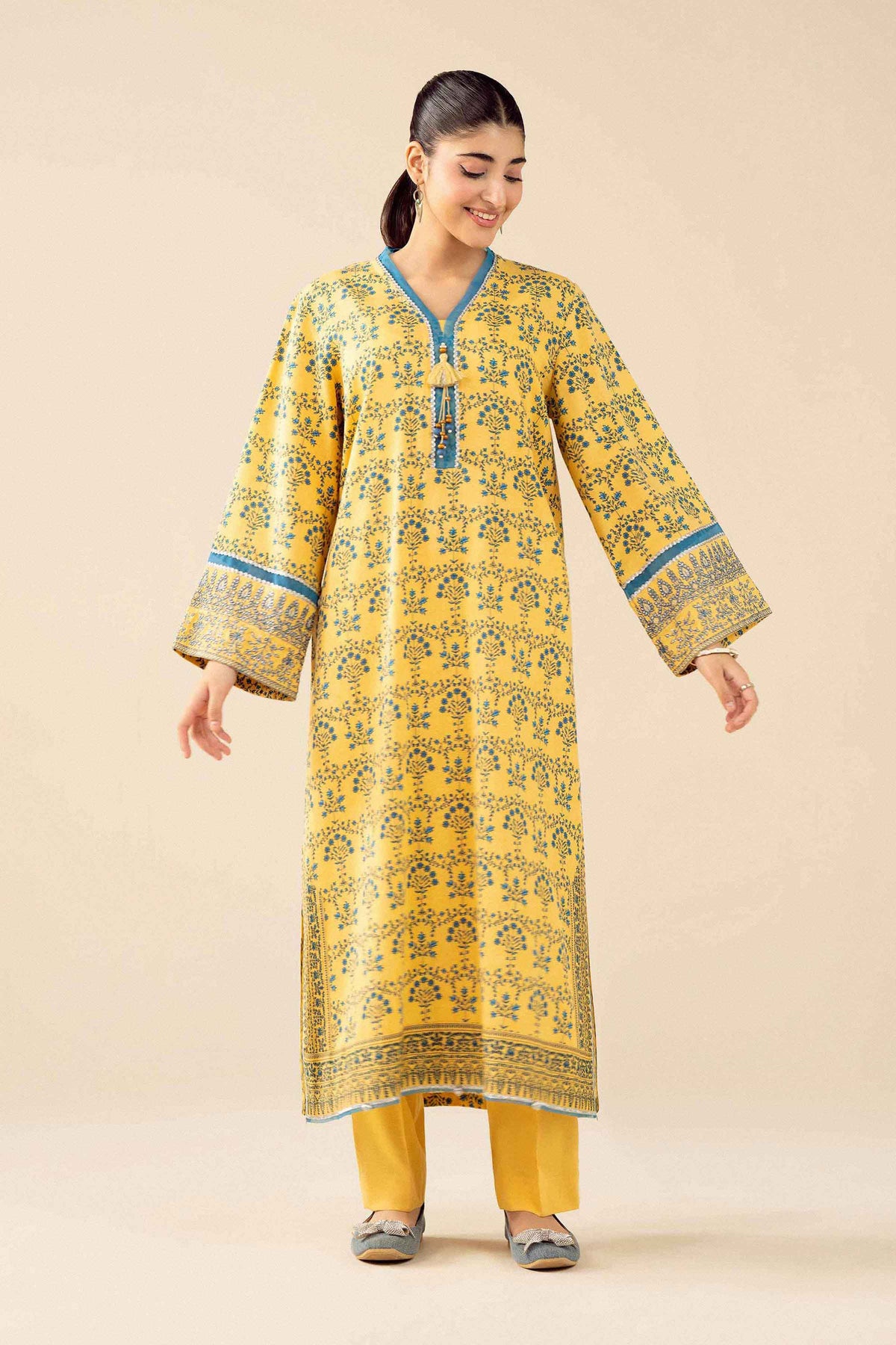 2 Piece - Printed Embroidered Suit - PW25-432