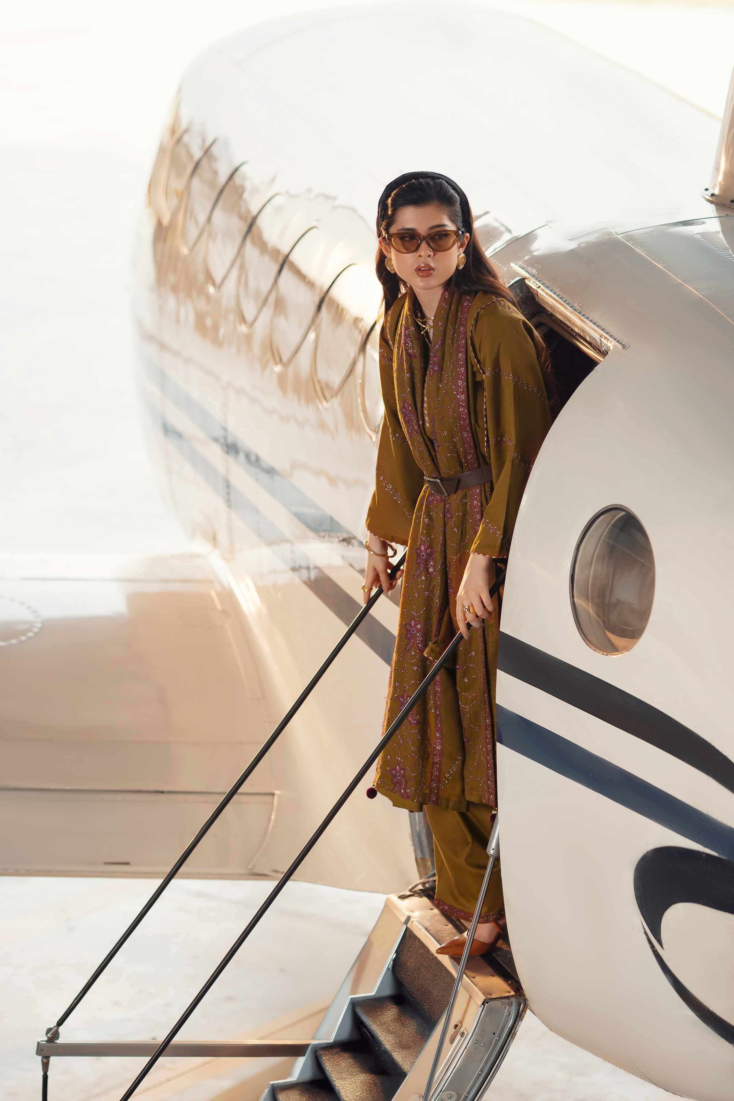 NISHATUAE - Brown Embroidered Karandi 3-piece Ready to wear Suit