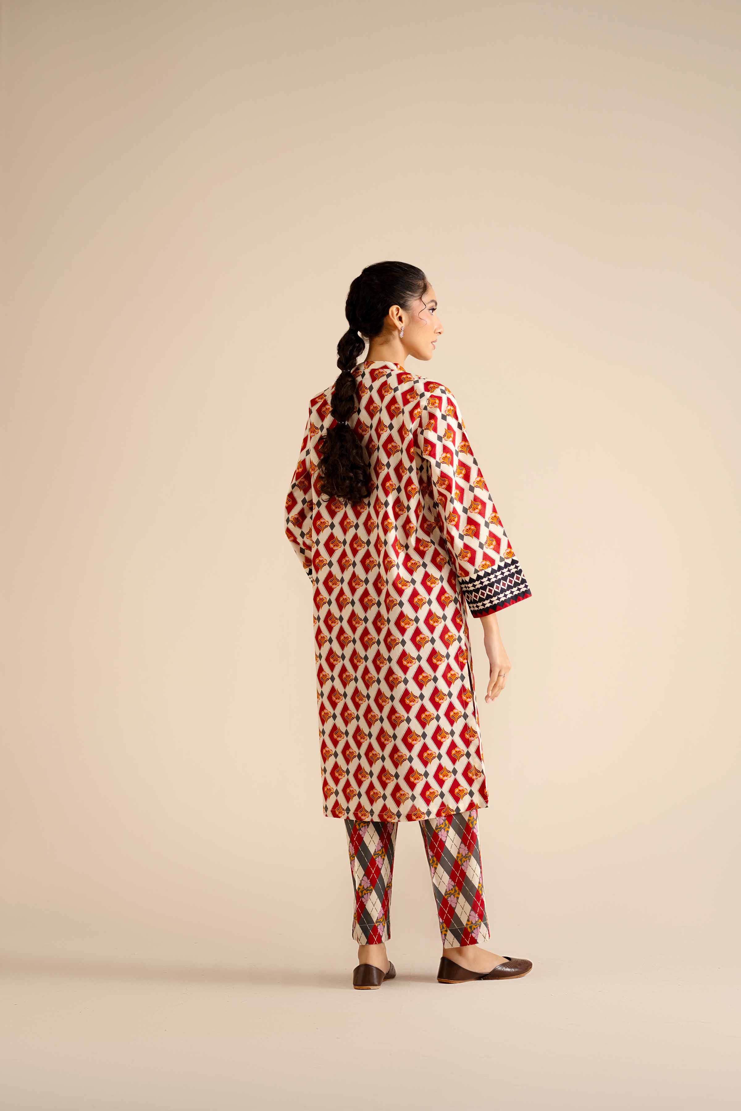NISHATUAE - Red Printed Cambric 2-piece Ready to wear Dress