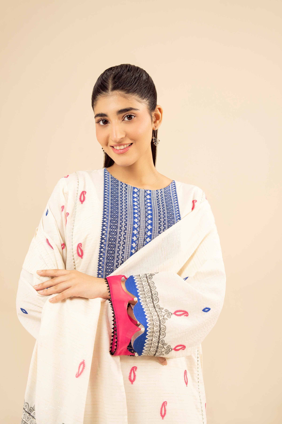 White 3-Piece Printed Suit in Jacquard ready-to-wear